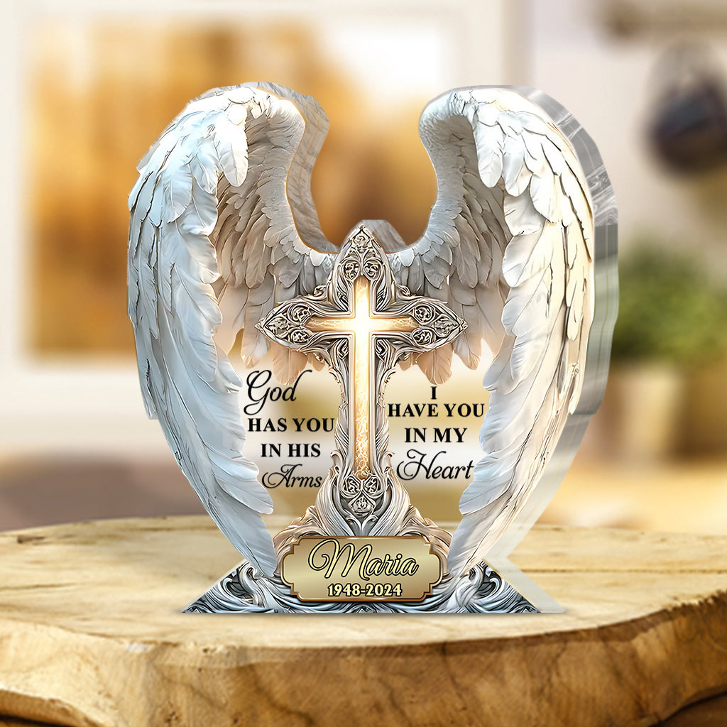 Personalized Memorial Custom Shaped Acrylic Plaque God Has You In His Arms Christian Birthday Gifts - Image 2