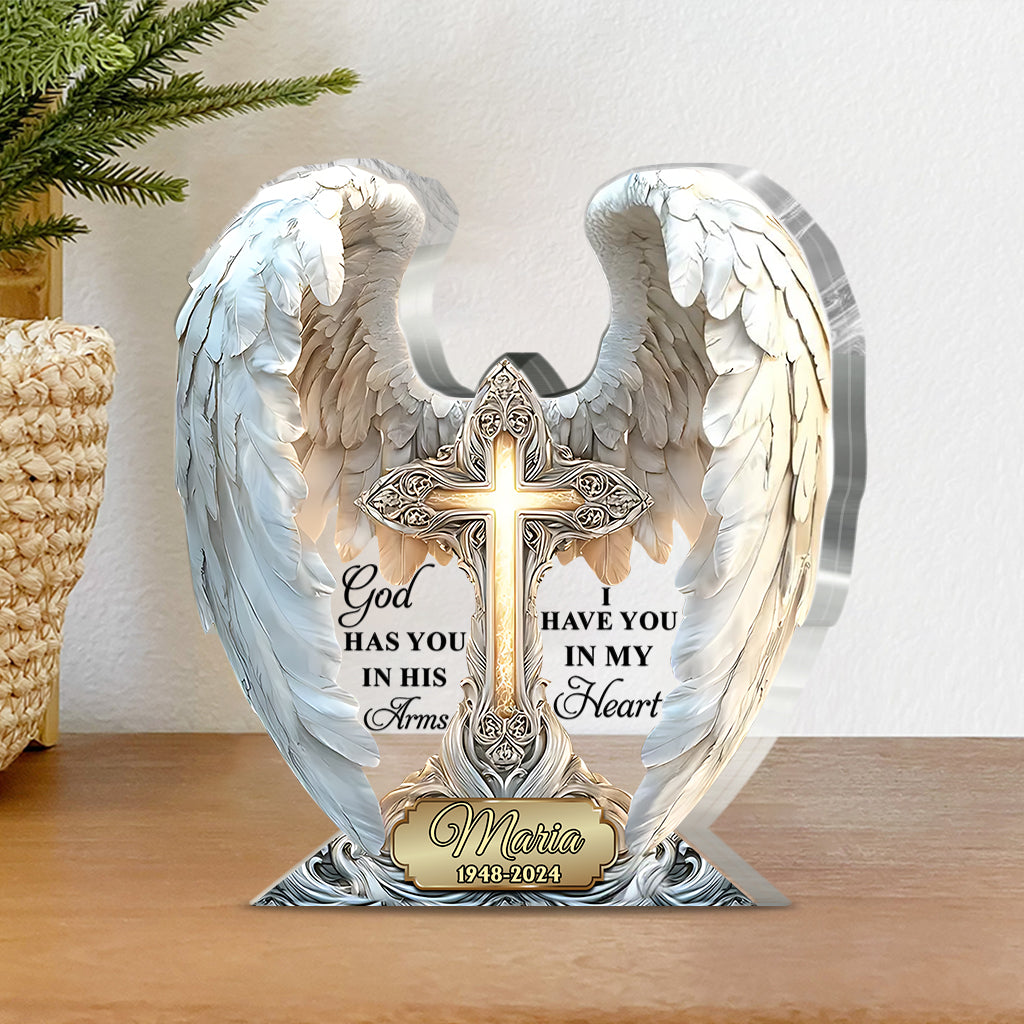 Personalized Memorial Custom Shaped Acrylic Plaque God Has You In His Arms Christian Birthday Gifts - Image 3