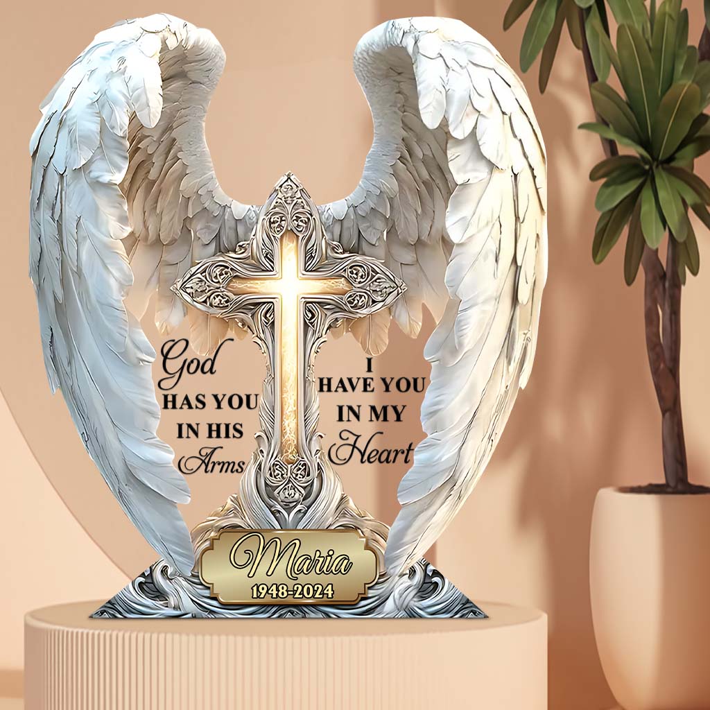 Personalized Memorial Custom Shaped Acrylic Plaque God Has You In His Arms Christian Birthday Gifts
