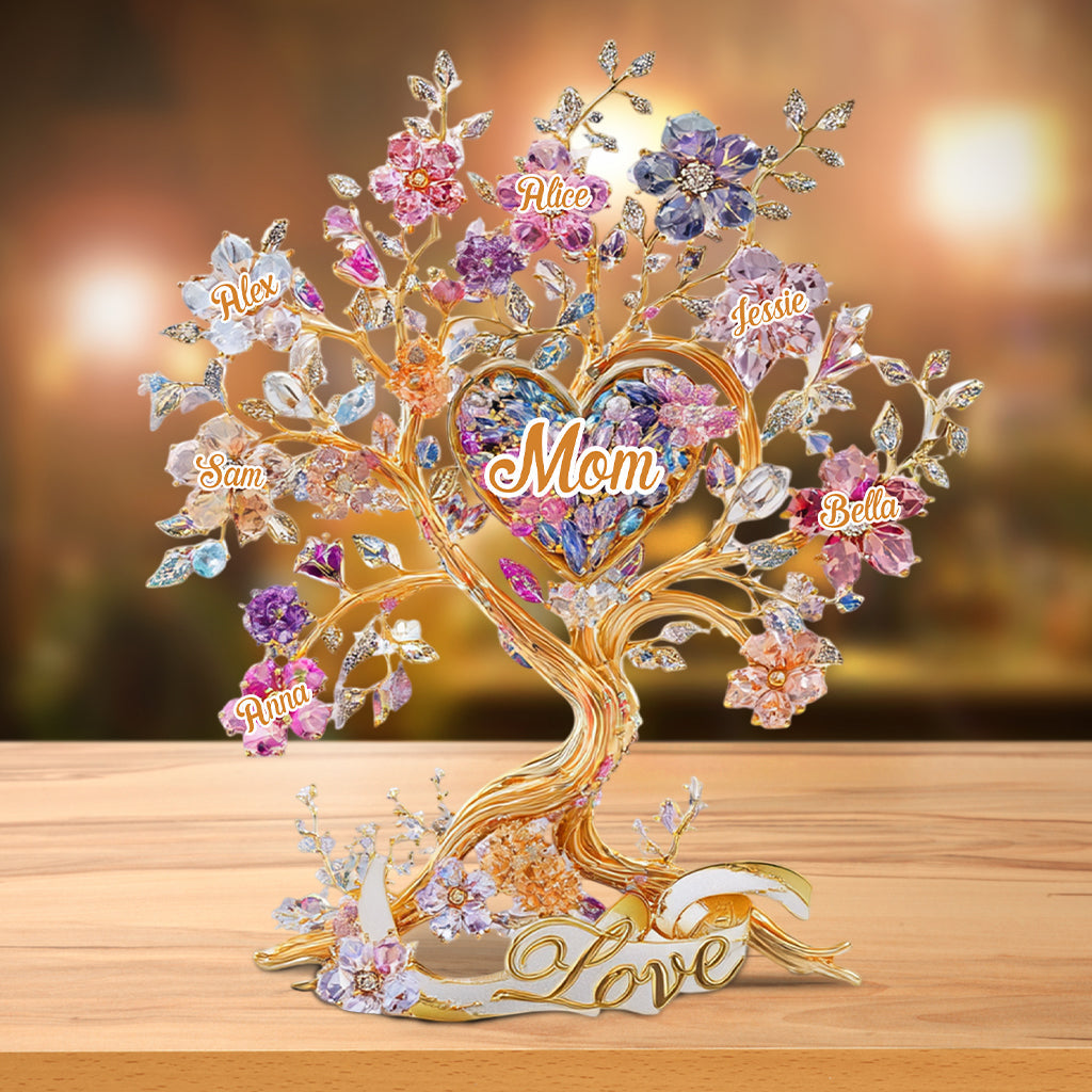 Personalized Mother Custom Shaped Acrylic Plaque Love Mom Tree Hearts And Flower Hippie Style Gifts - Image 2