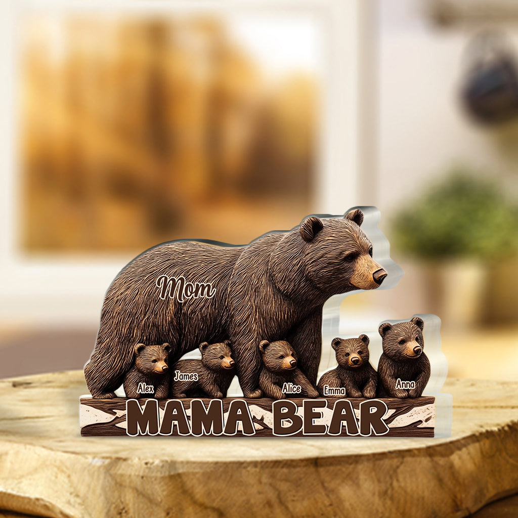 Personalized Mother Custom Shaped Acrylic Plaque Mama Bear Gifts For Bears Lovers - Image 3