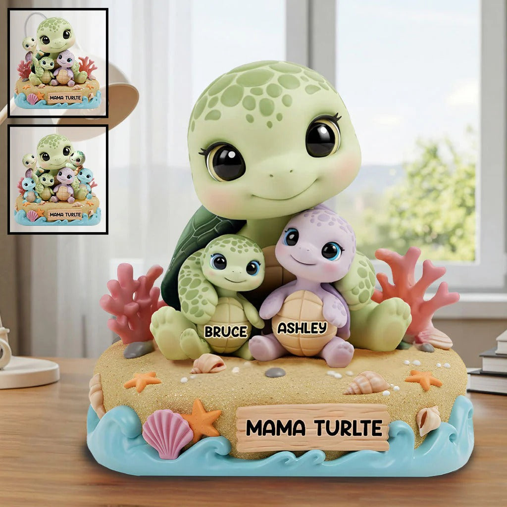Personalized Mother Custom Shaped Acrylic Plaque Mama Turtle Best Memorial Gifts - Image 2
