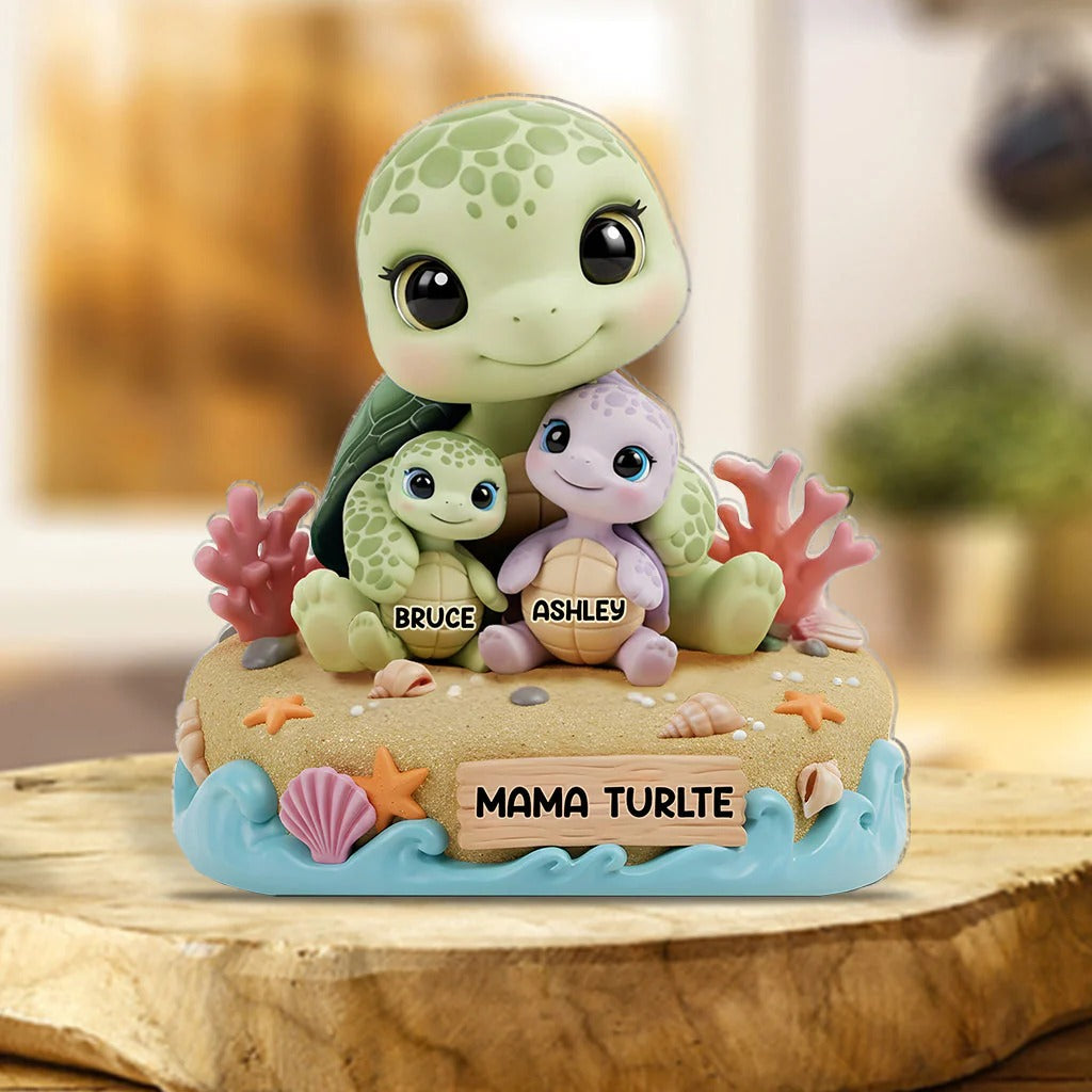 Personalized Mother Custom Shaped Acrylic Plaque Mama Turtle Best Memorial Gifts