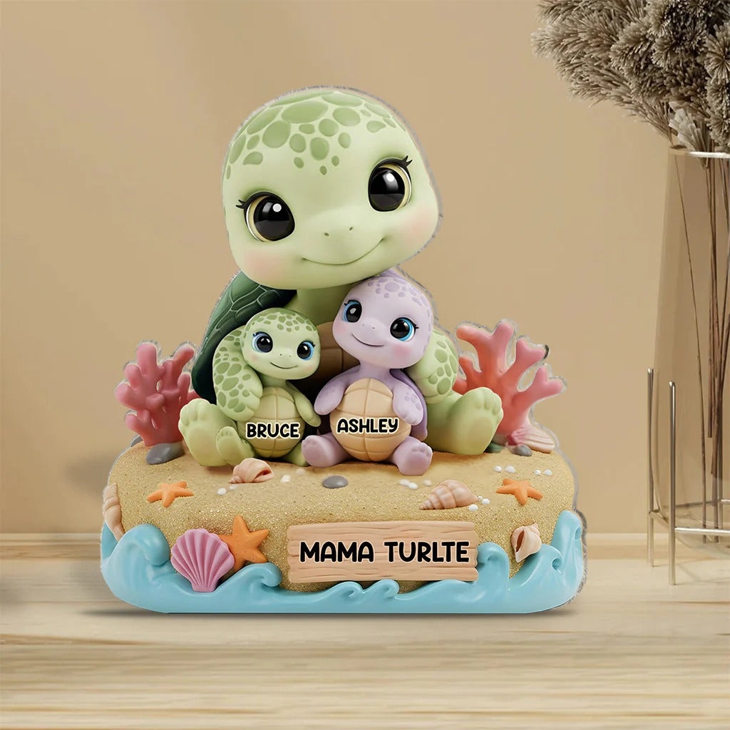Personalized Mother Custom Shaped Acrylic Plaque Mama Turtle Best Memorial Gifts - Image 3