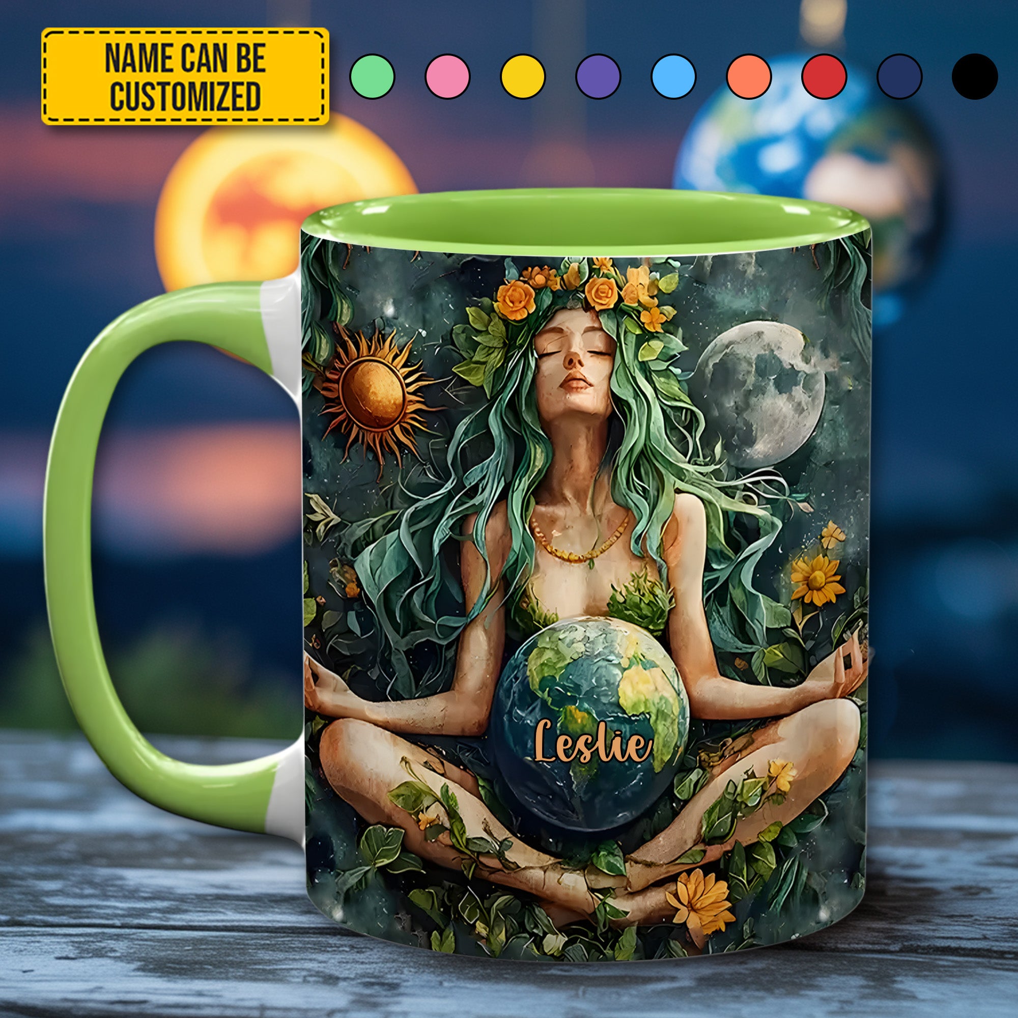 Personalized Mother Earth Goddess Accent Mug Unique Best Gift For Mom