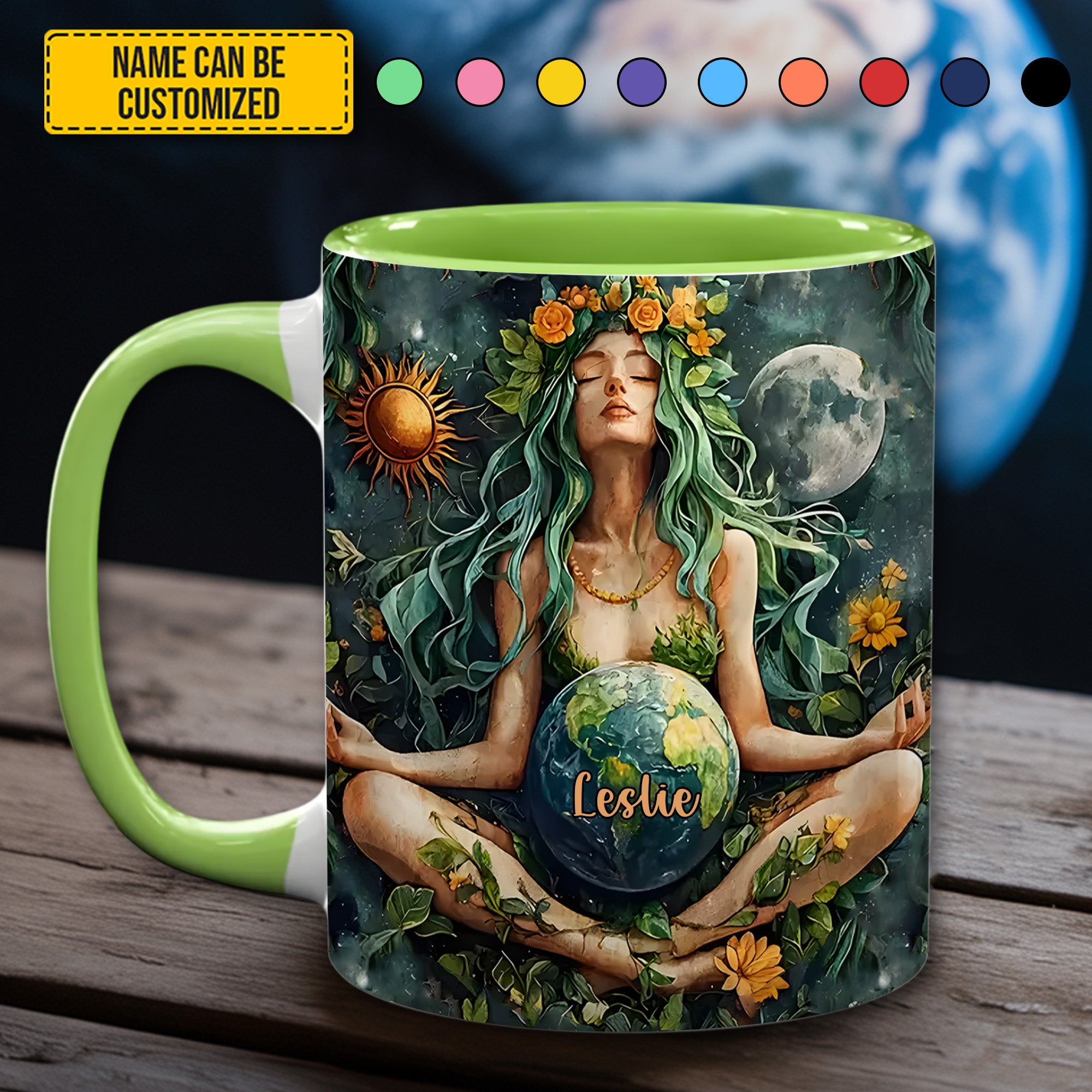 Personalized Mother Earth Goddess Accent Mug Unique Best Gift For Mom - Image 2