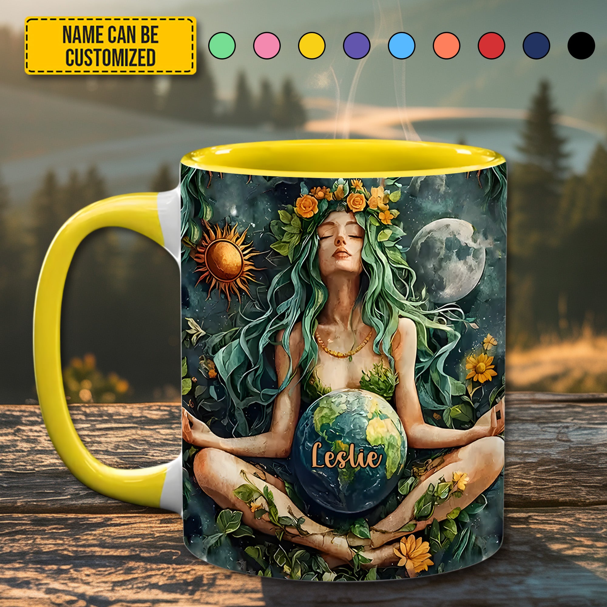 Personalized Mother Earth Goddess Accent Mug Unique Best Gift For Mom - Image 3