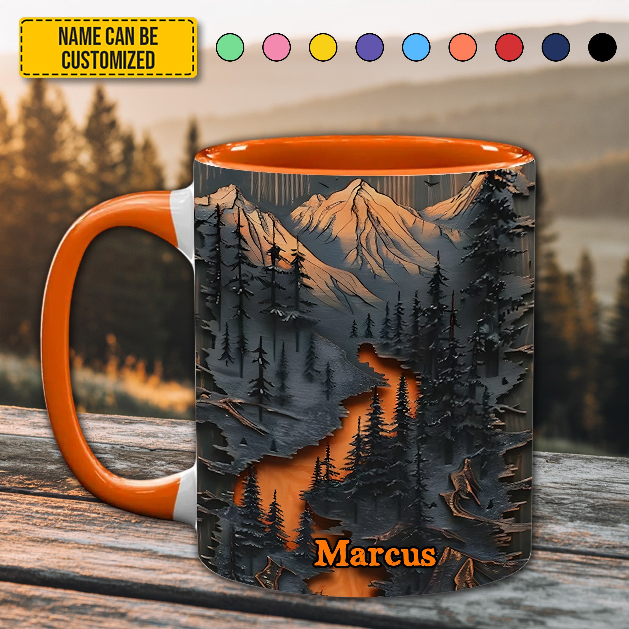 Personalized Mountain Wilderness Accent Mug Unique Gift For Him Her - Image 4