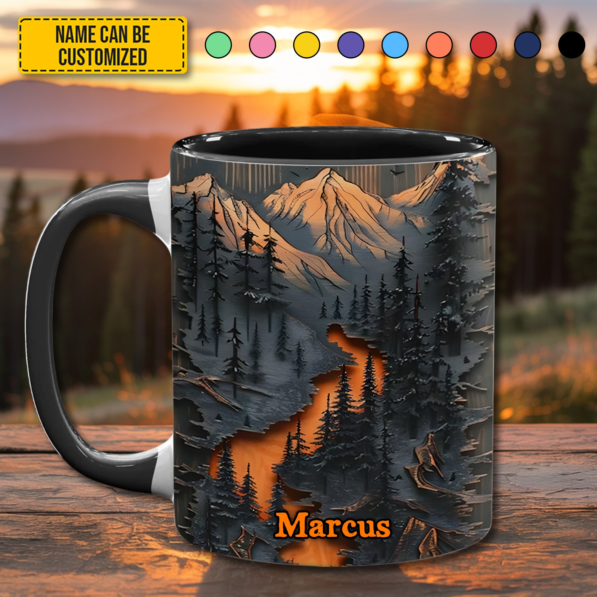 Personalized Mountain Wilderness Accent Mug Unique Gift For Him Her