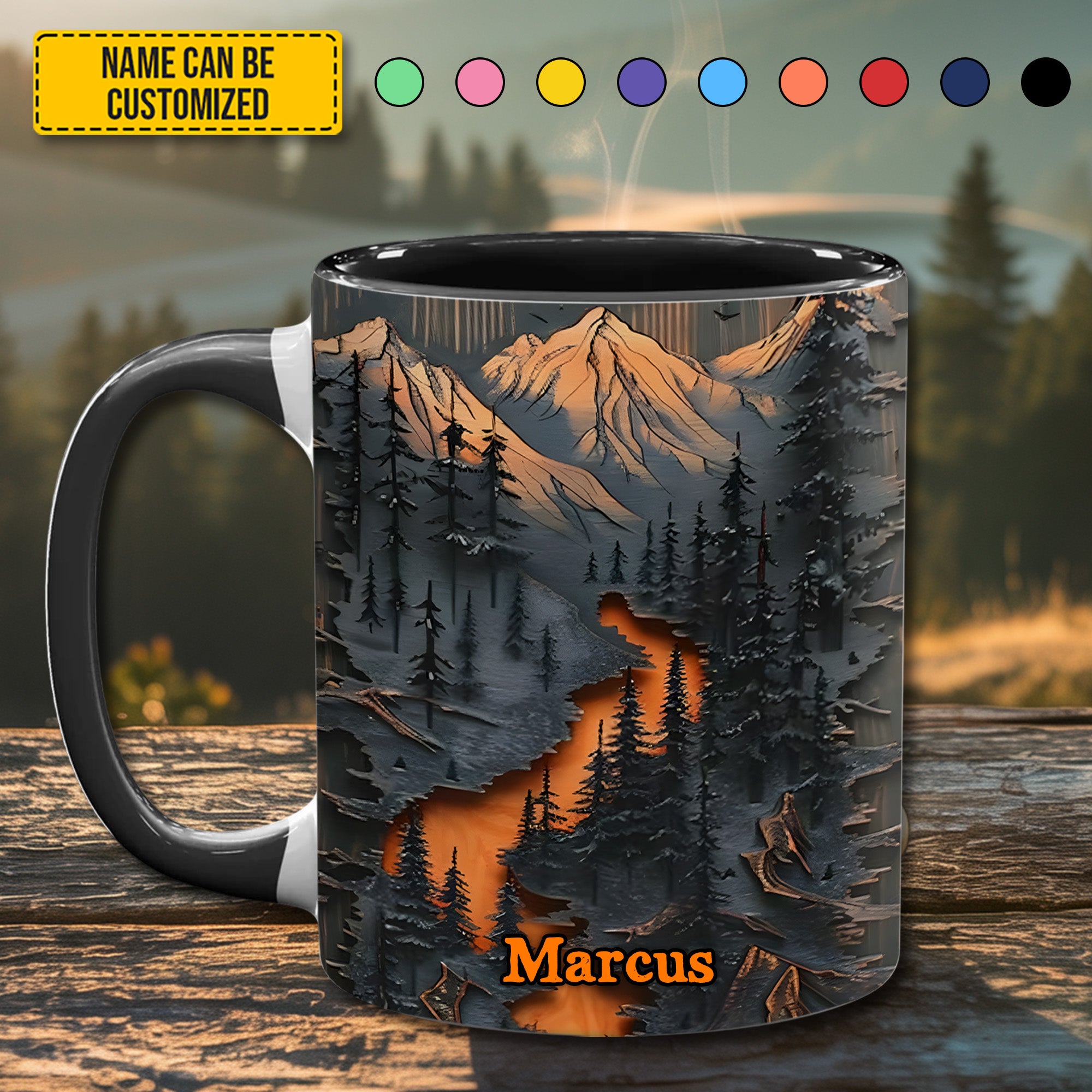 Personalized Mountain Wilderness Accent Mug Unique Gift For Him Her - Image 2
