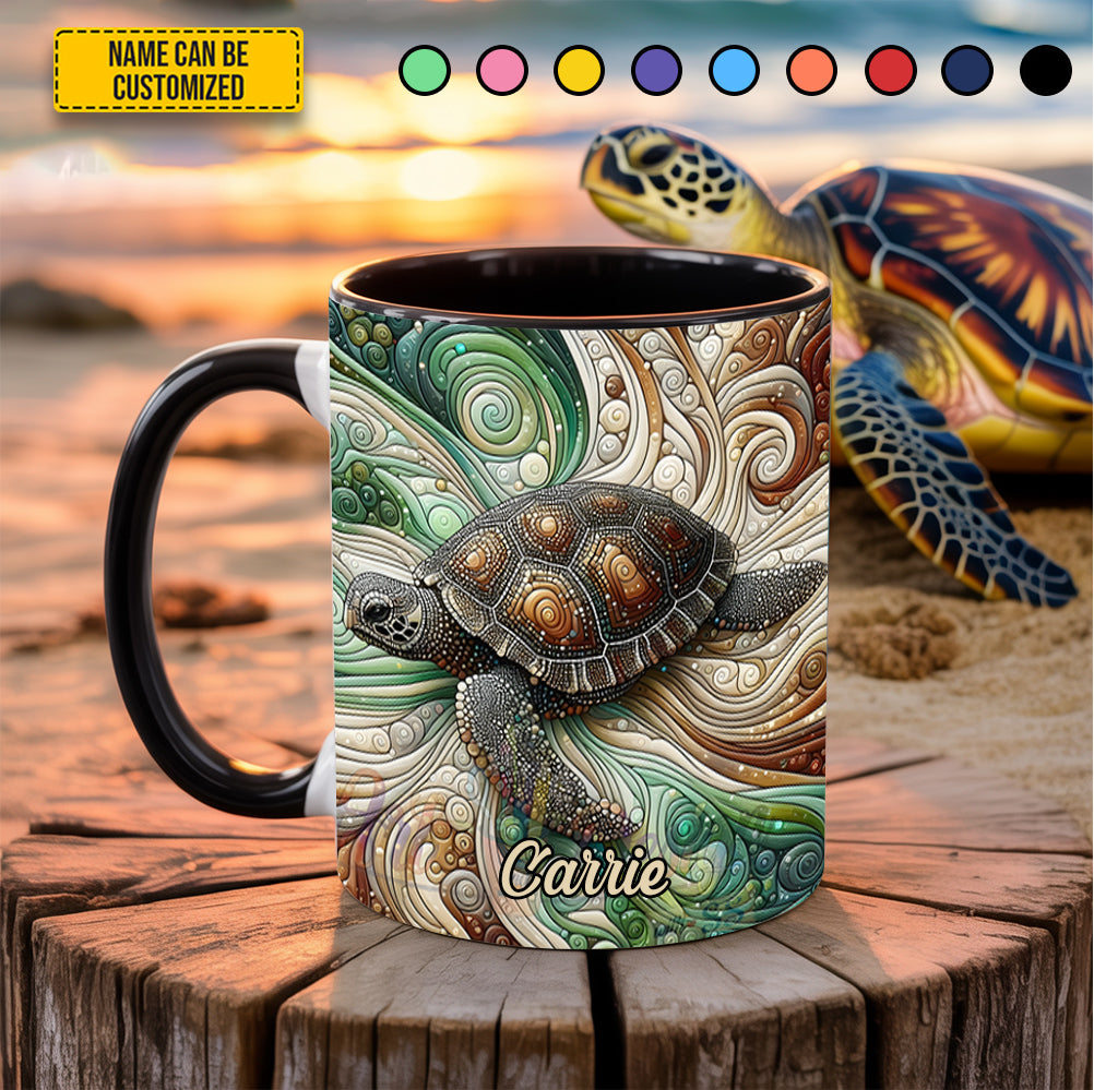 Personalized Ocean Turtle Accent Mug Sea Turtle Gift For Grandma - Image 2