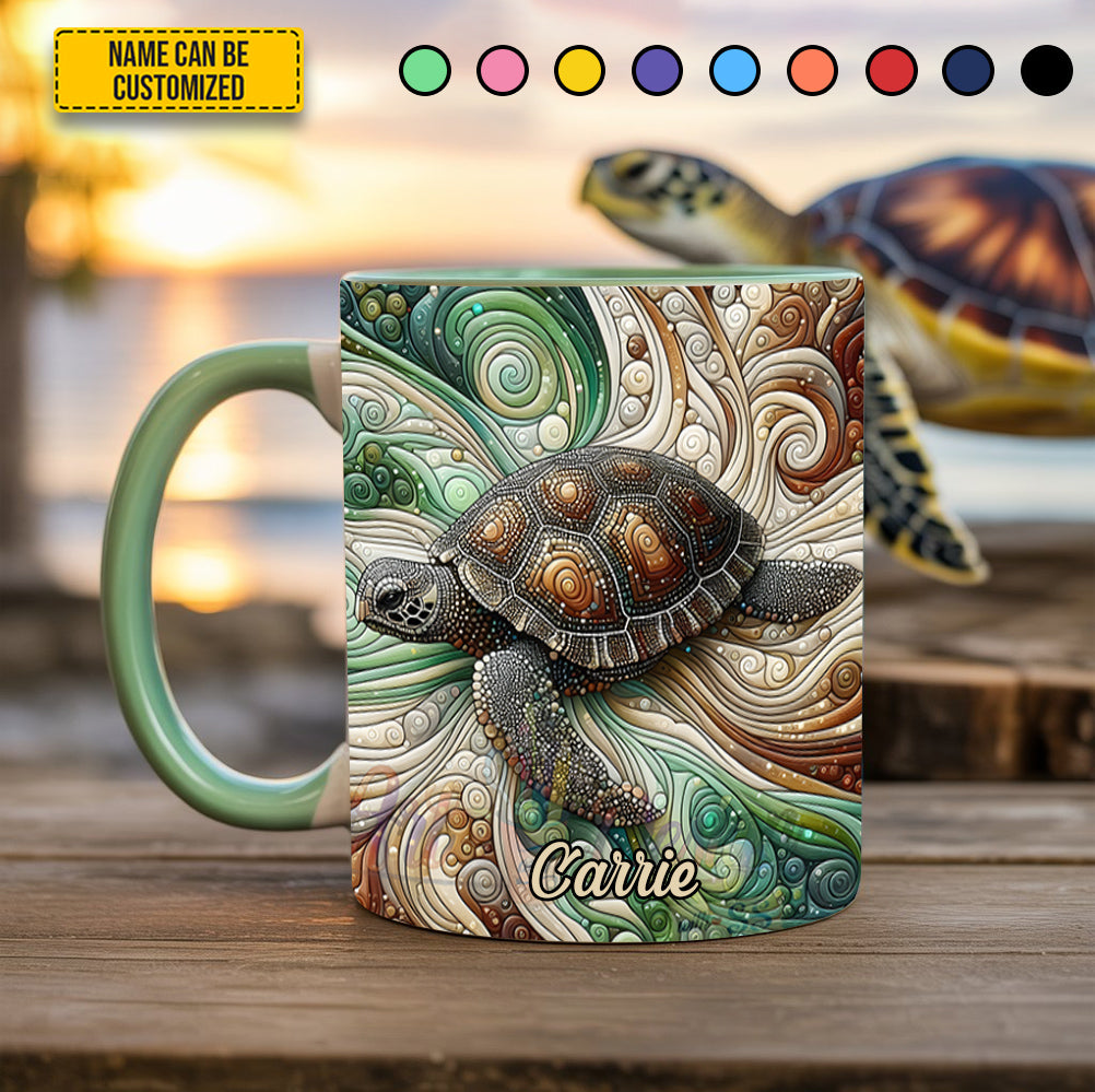 Personalized Ocean Turtle Accent Mug Sea Turtle Gift For Grandma