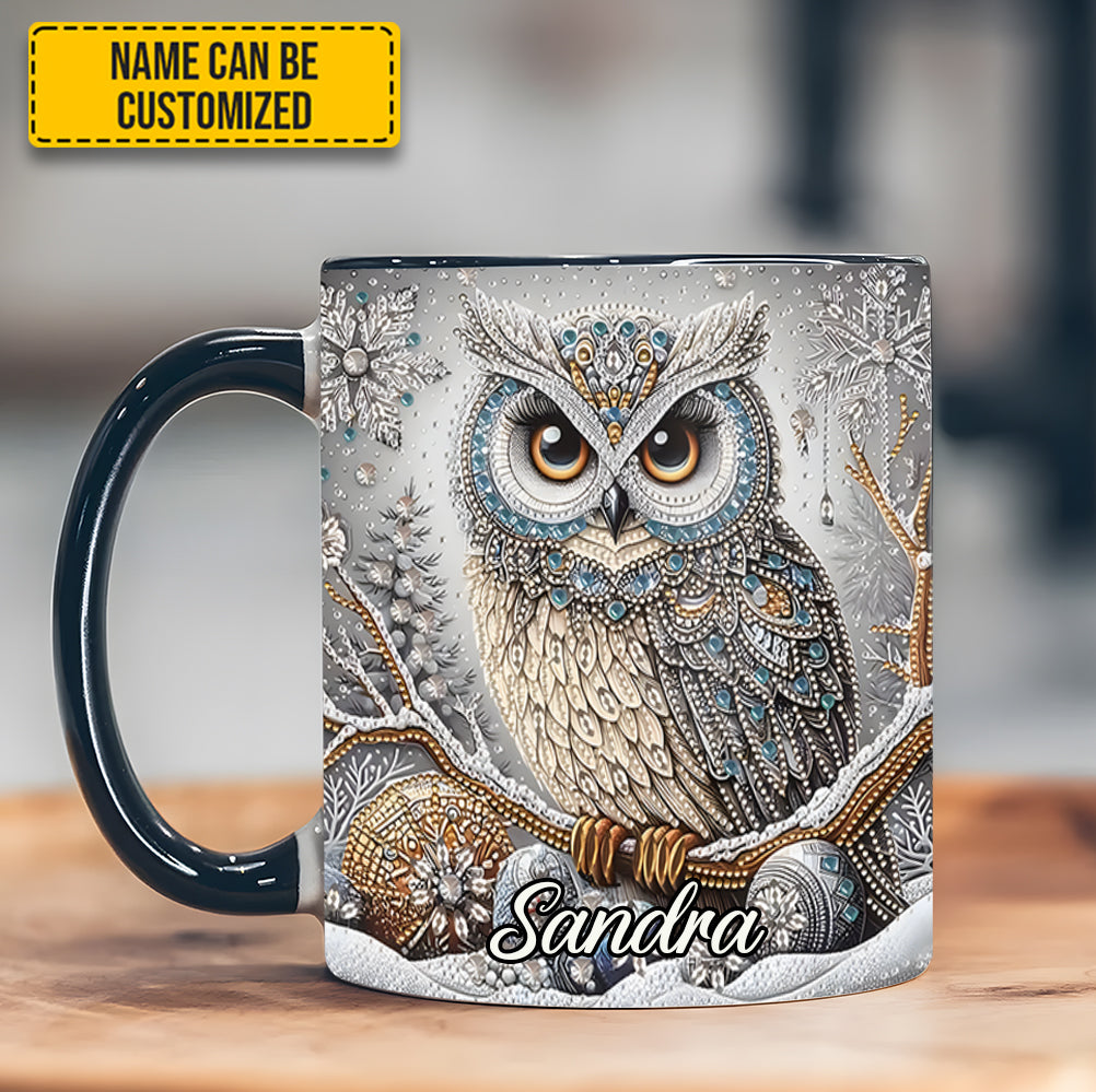 Personalized Owl Accent Mug Beautiful Owl Diamond Best Unique Gifts For Owl Lovers - Image 2