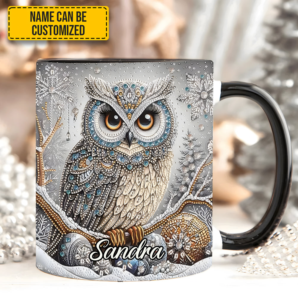 Personalized Owl Accent Mug Beautiful Owl Diamond Best Unique Gifts For Owl Lovers