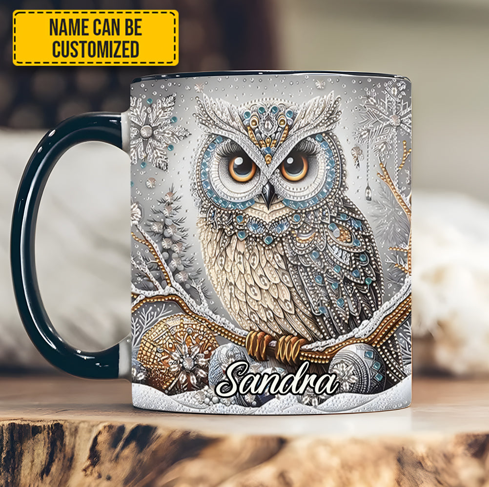 Personalized Owl Accent Mug Beautiful Owl Diamond Best Unique Gifts For Owl Lovers - Image 3