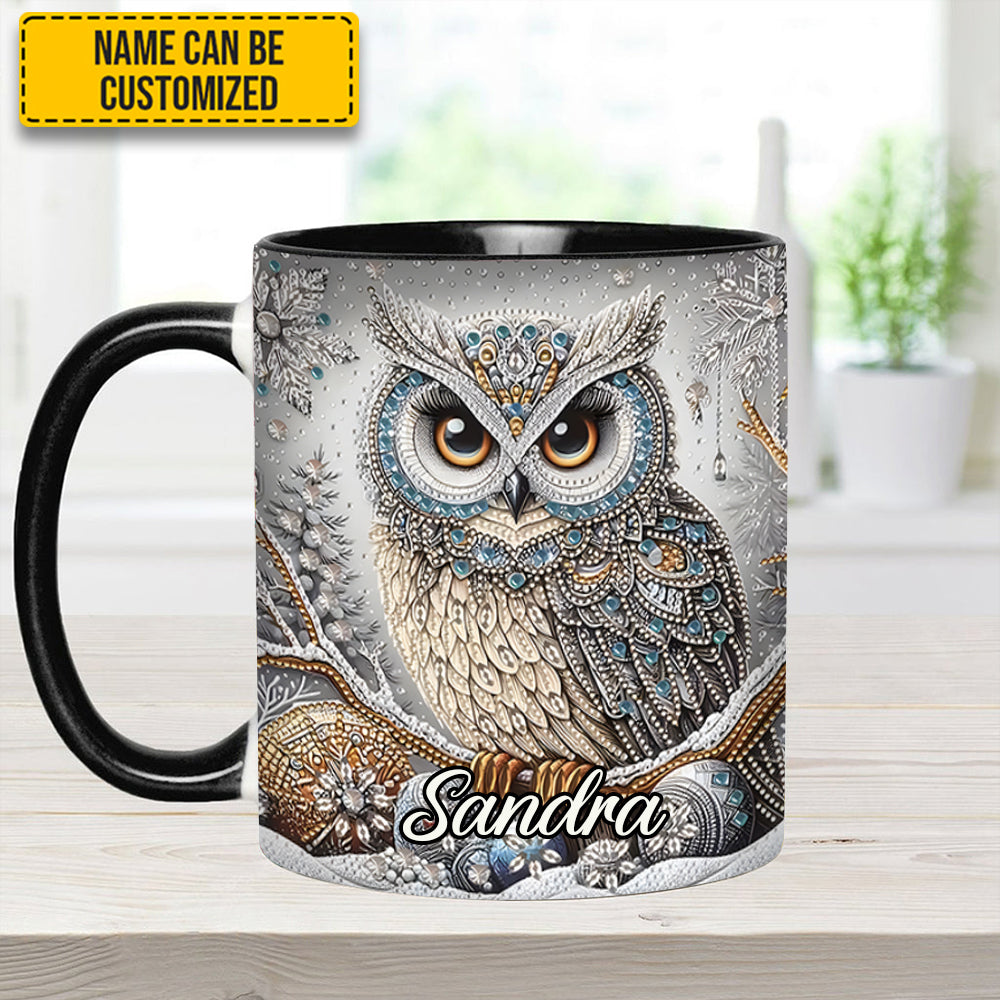 Personalized Owl Accent Mug Beautiful Owl Diamond Best Unique Gifts For Owl Lovers - Image 5