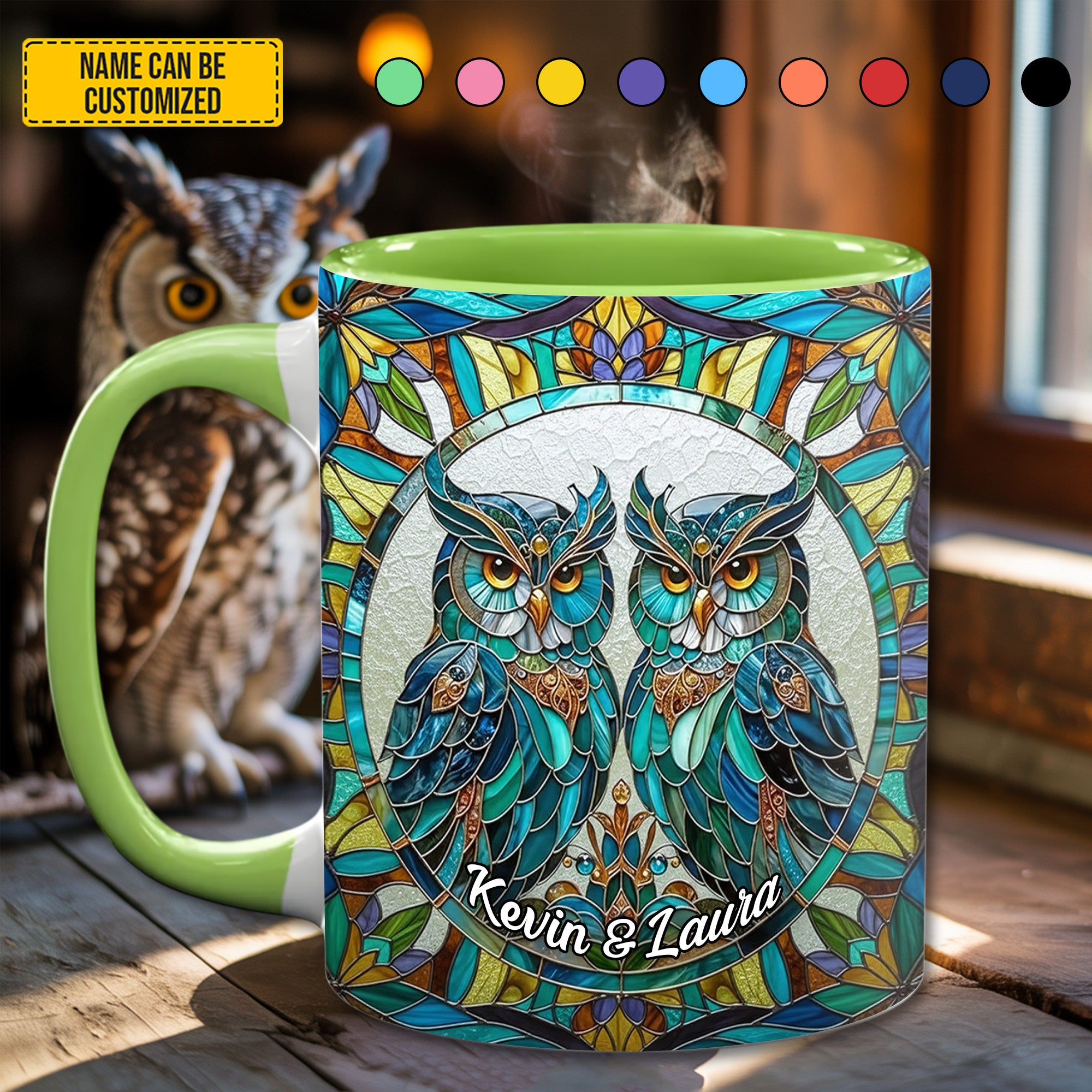 Personalized Owl Accent Mug Couple Owl Cute Owl Themed Gifts - Image 2
