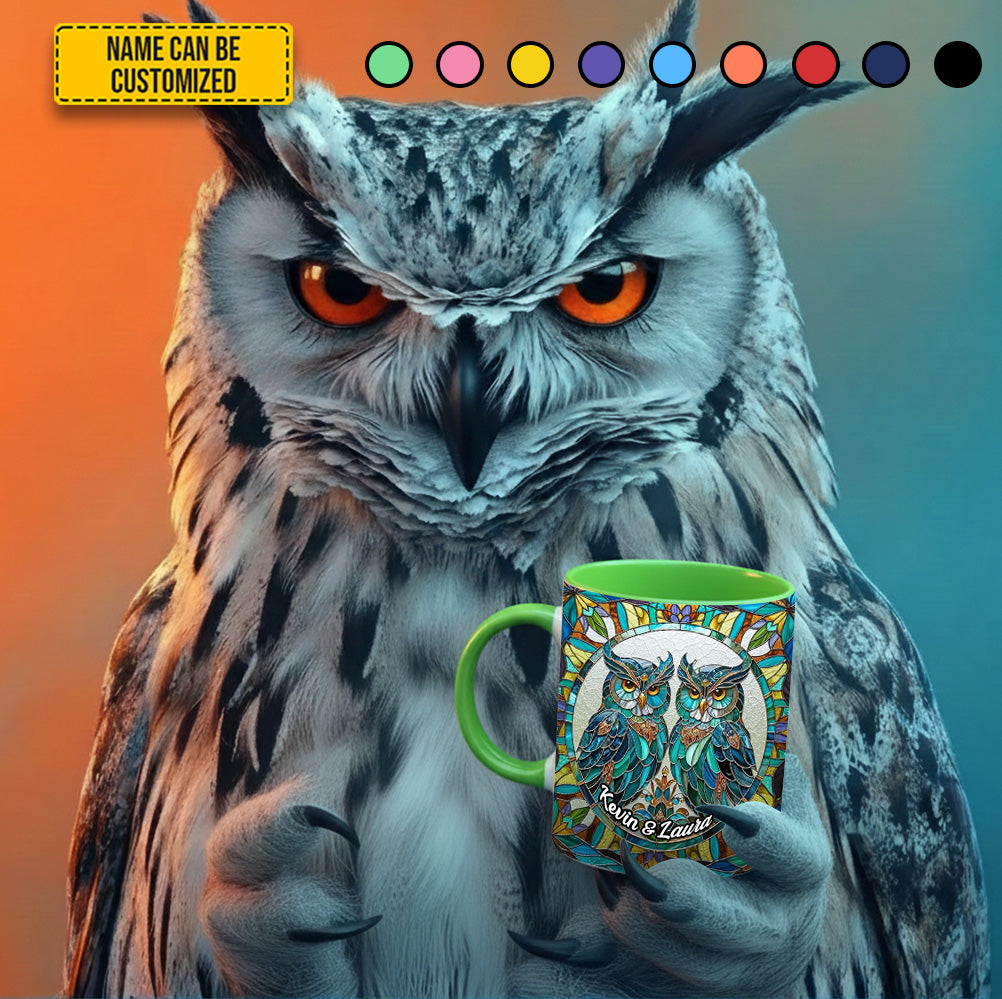 Personalized Owl Accent Mug Couple Owl Cute Owl Themed Gifts - Image 4