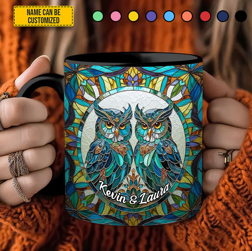 Personalized Owl Accent Mug Couple Owl Cute Owl Themed Gifts - Image 3