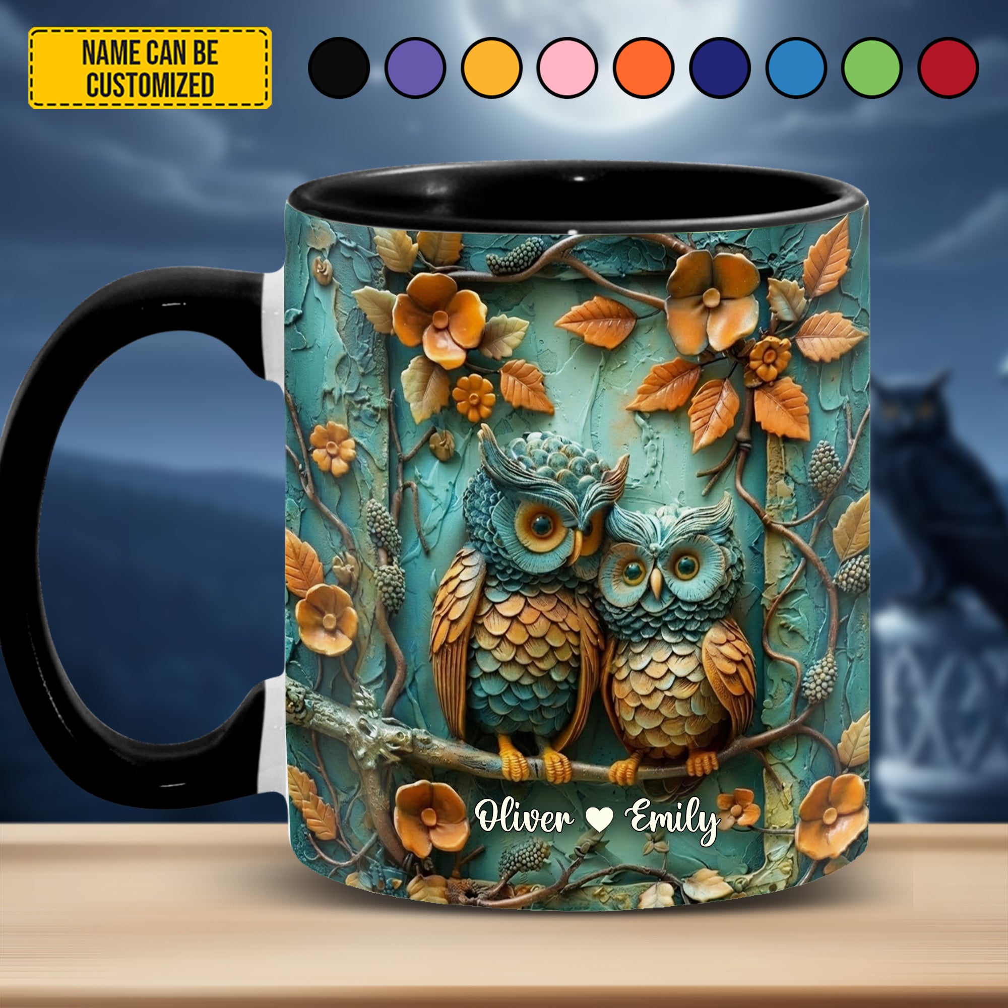 Personalized Owl Accent Mug Cute Couple Owl Owl Gifts For Men - Image 6