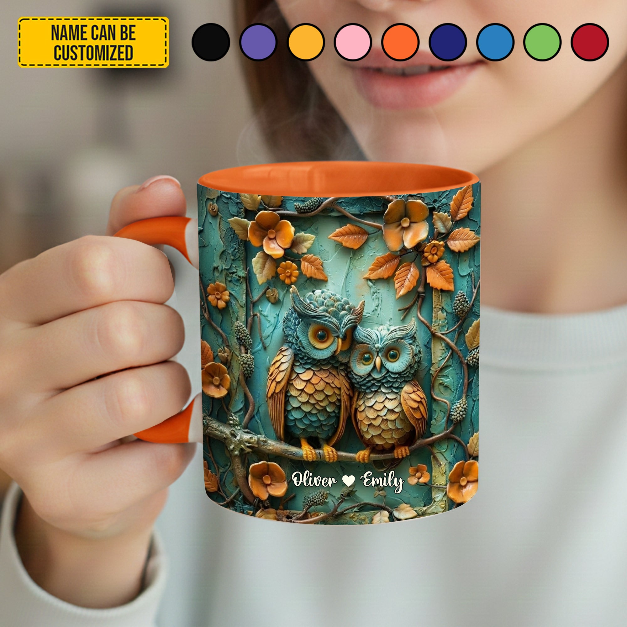 Personalized Owl Accent Mug Cute Couple Owl Owl Gifts For Men - Image 4