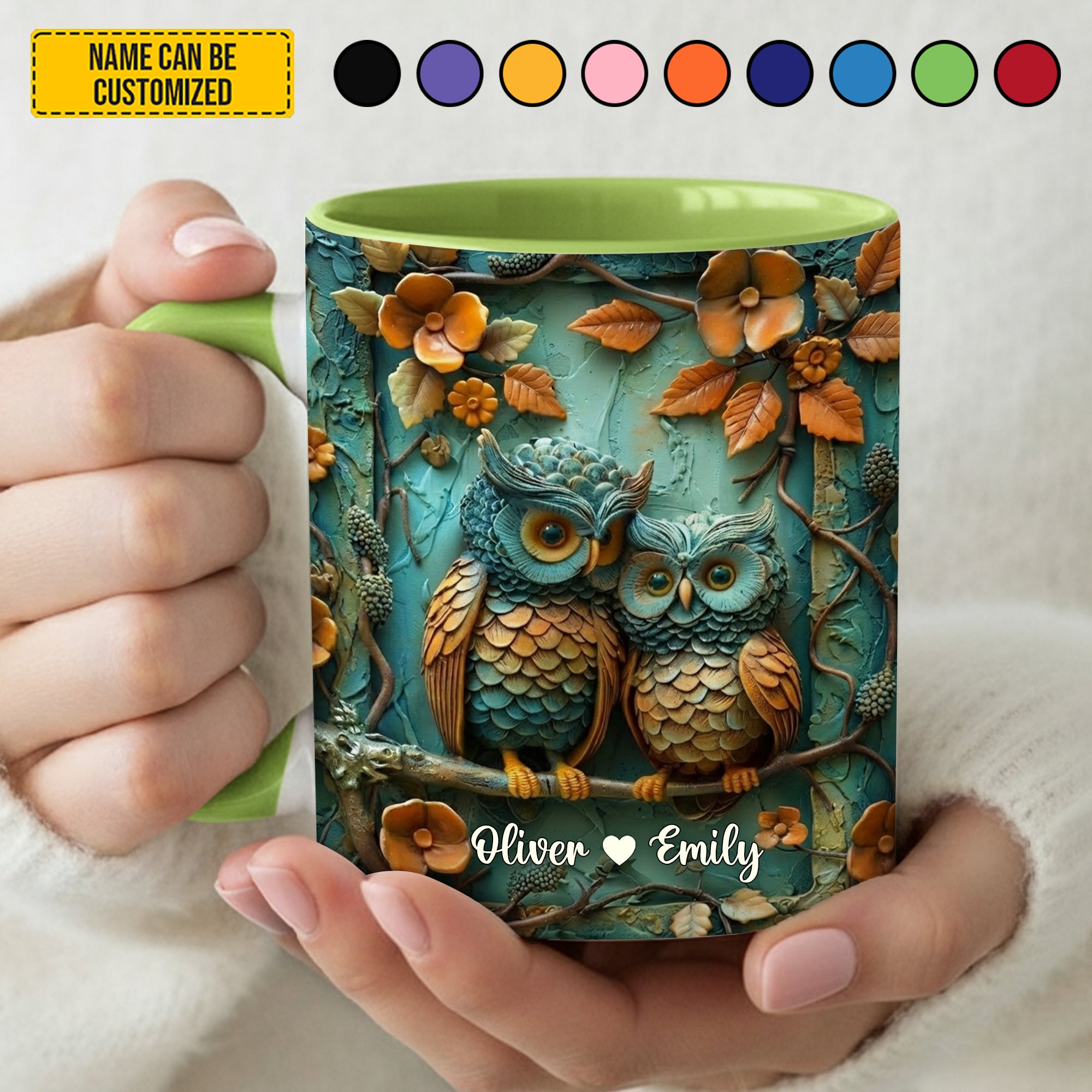 Personalized Owl Accent Mug Cute Couple Owl Owl Gifts For Men - Image 3