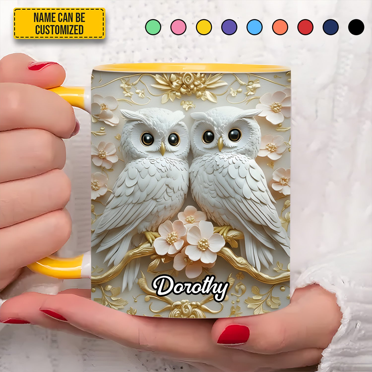 Personalized Owl Accent Mug Cute Couple Owl Owl Gifts For Mom Mother's Day - Image 4