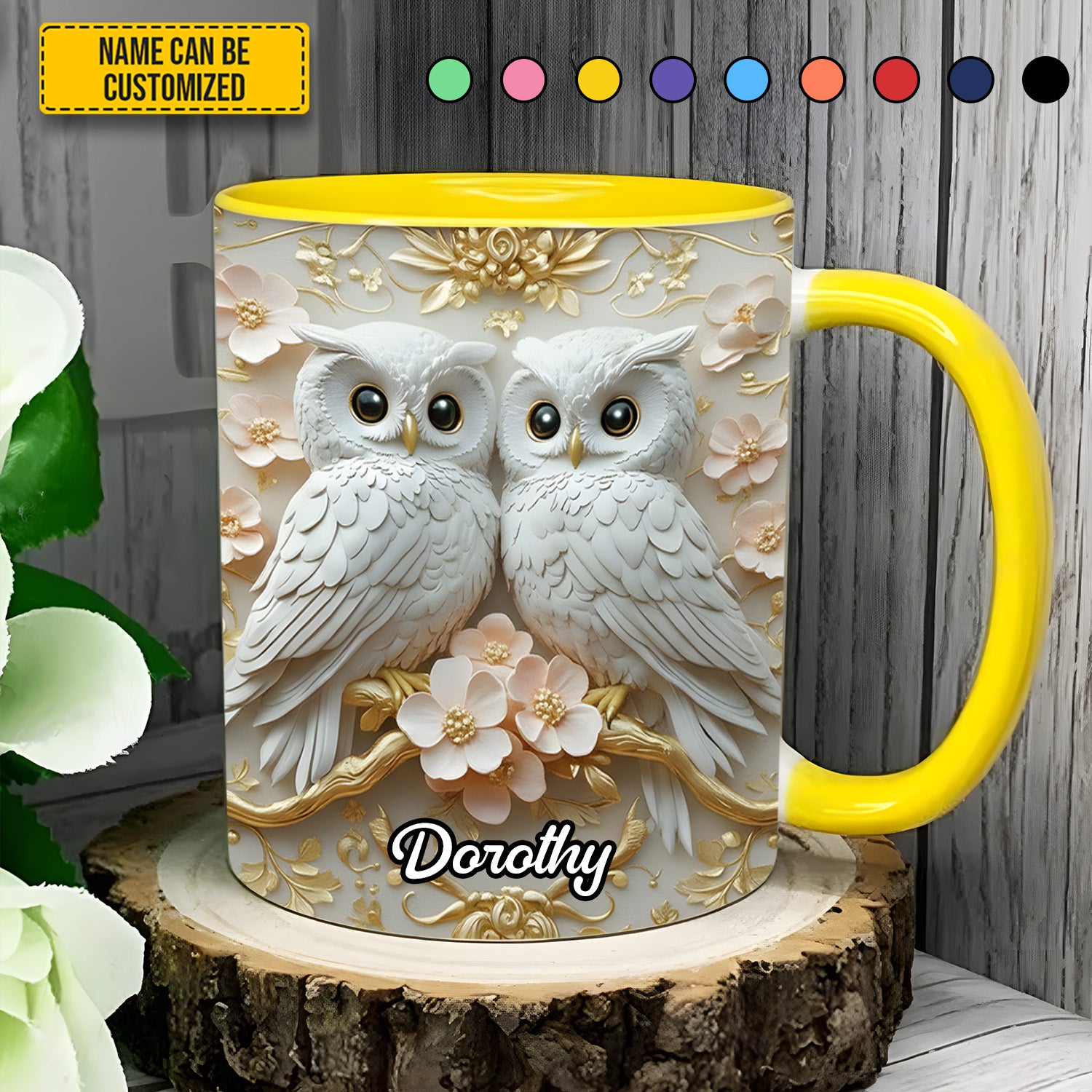 Personalized Owl Accent Mug Cute Couple Owl Owl Gifts For Mom Mother's Day - Image 3