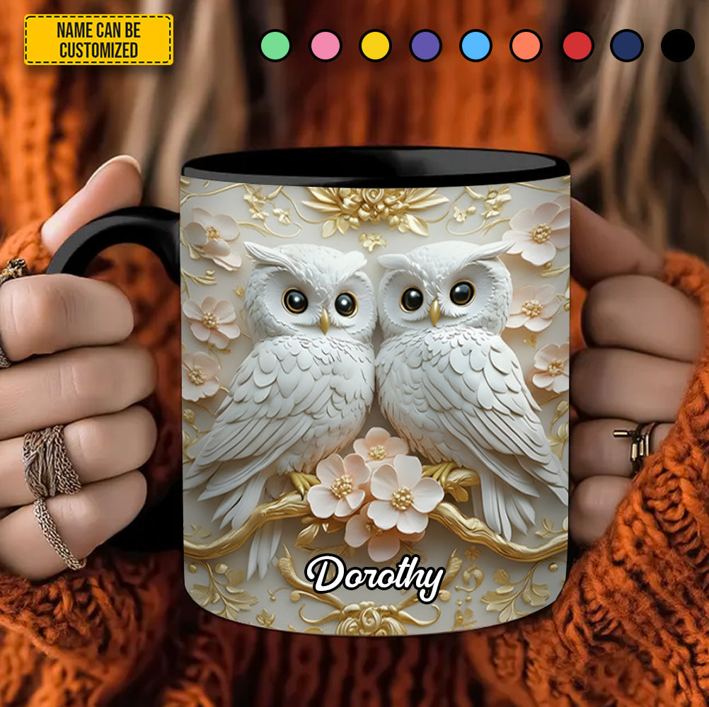 Personalized Owl Accent Mug Cute Couple Owl Owl Gifts For Mom Mother's Day - Image 6