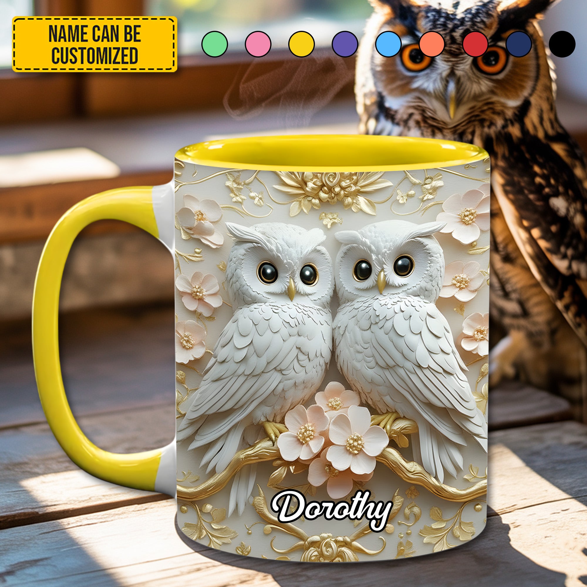 Personalized Owl Accent Mug Cute Couple Owl Owl Gifts For Mom Mother's Day