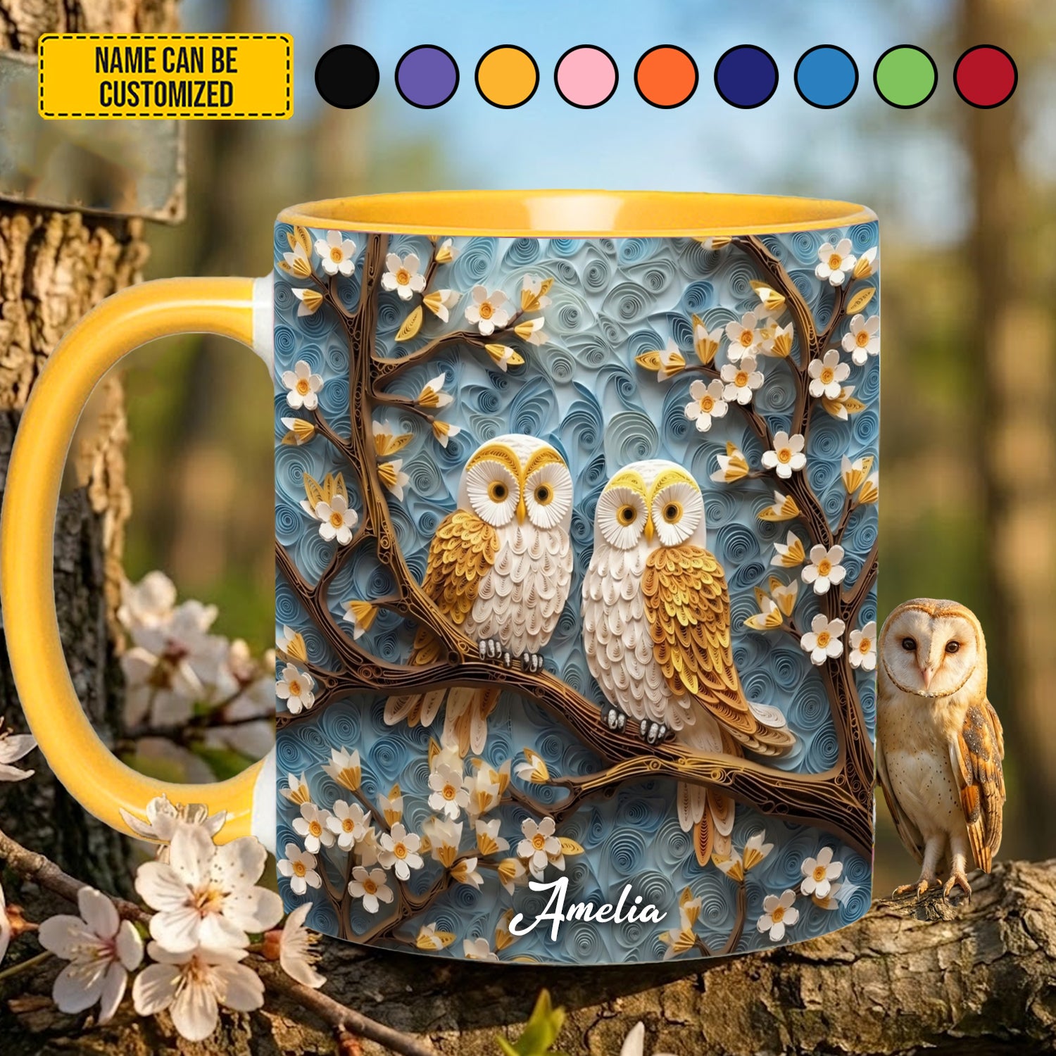 Personalized Owl Accent Mug Cute Owl Couple Best Unique Gifts For Owl Lovers - Image 4