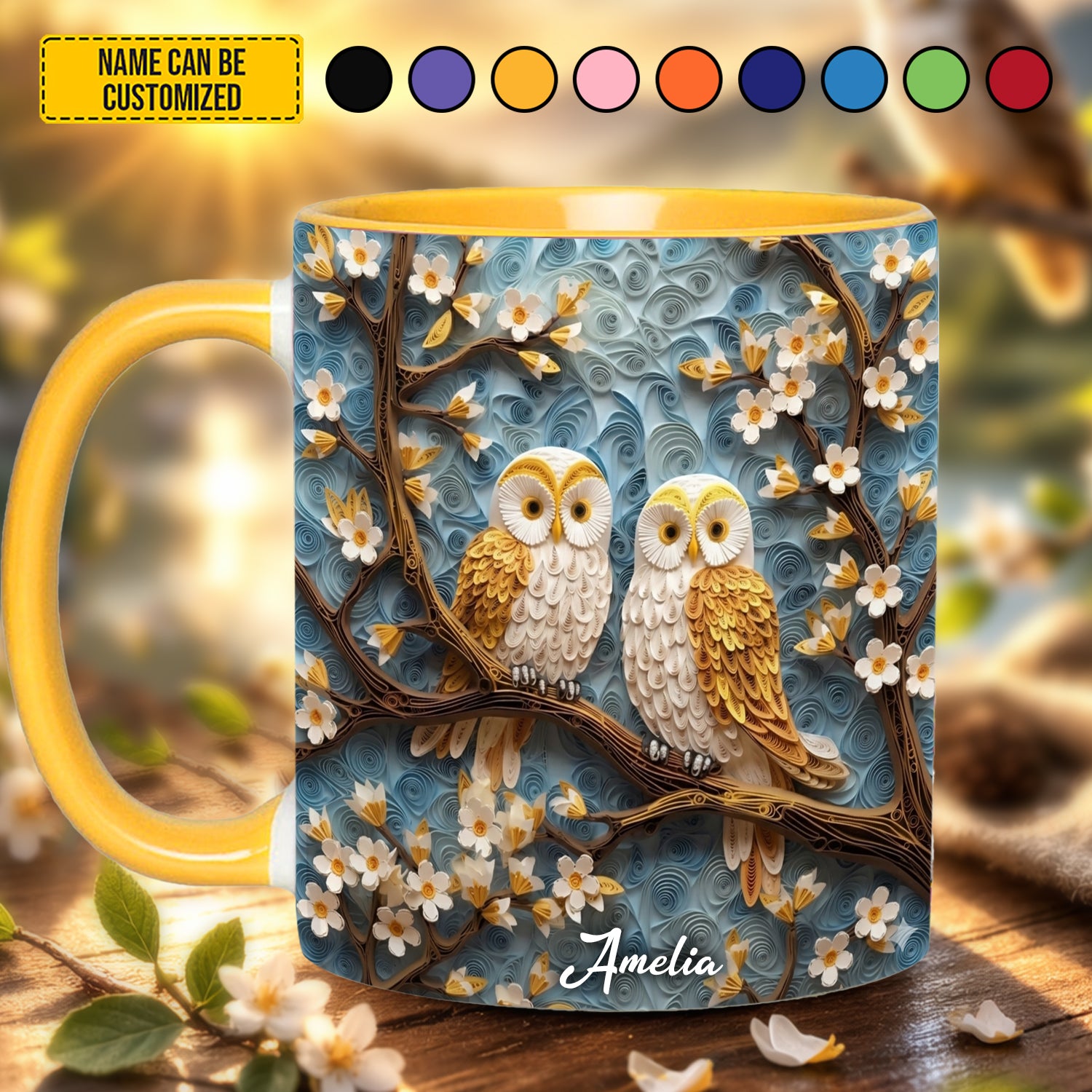 Personalized Owl Accent Mug Cute Owl Couple Best Unique Gifts For Owl Lovers