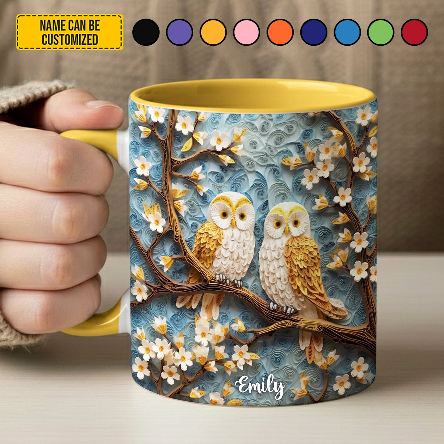 Personalized Owl Accent Mug Cute Owl Couple Best Unique Gifts For Owl Lovers - Image 2