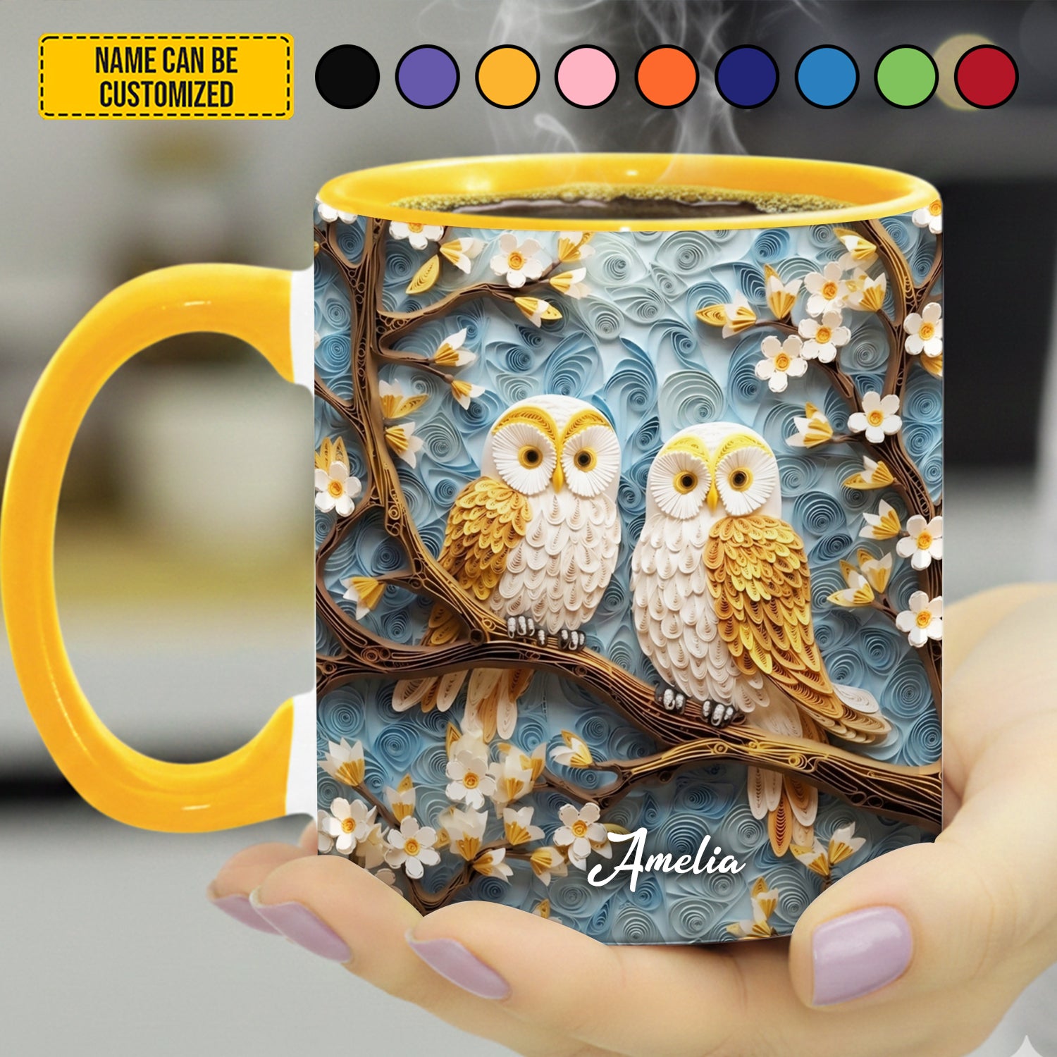 Personalized Owl Accent Mug Cute Owl Couple Best Unique Gifts For Owl Lovers - Image 3