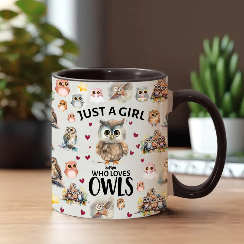 Personalized Owl Accent Mug Just A Girl Who Loves Owls Unique Owl Gift Items - Image 2