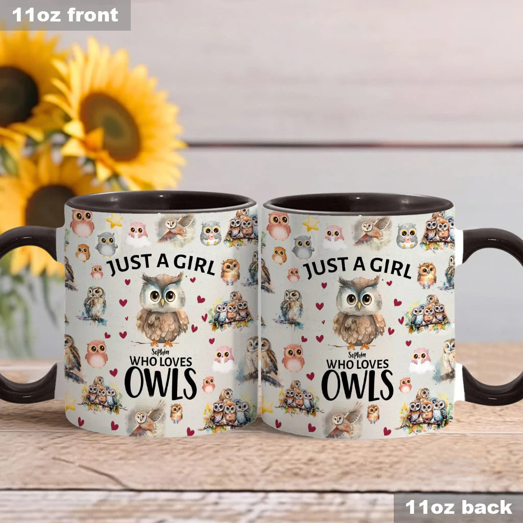 Personalized Owl Accent Mug Just A Girl Who Loves Owls Unique Owl Gift Items - Image 4