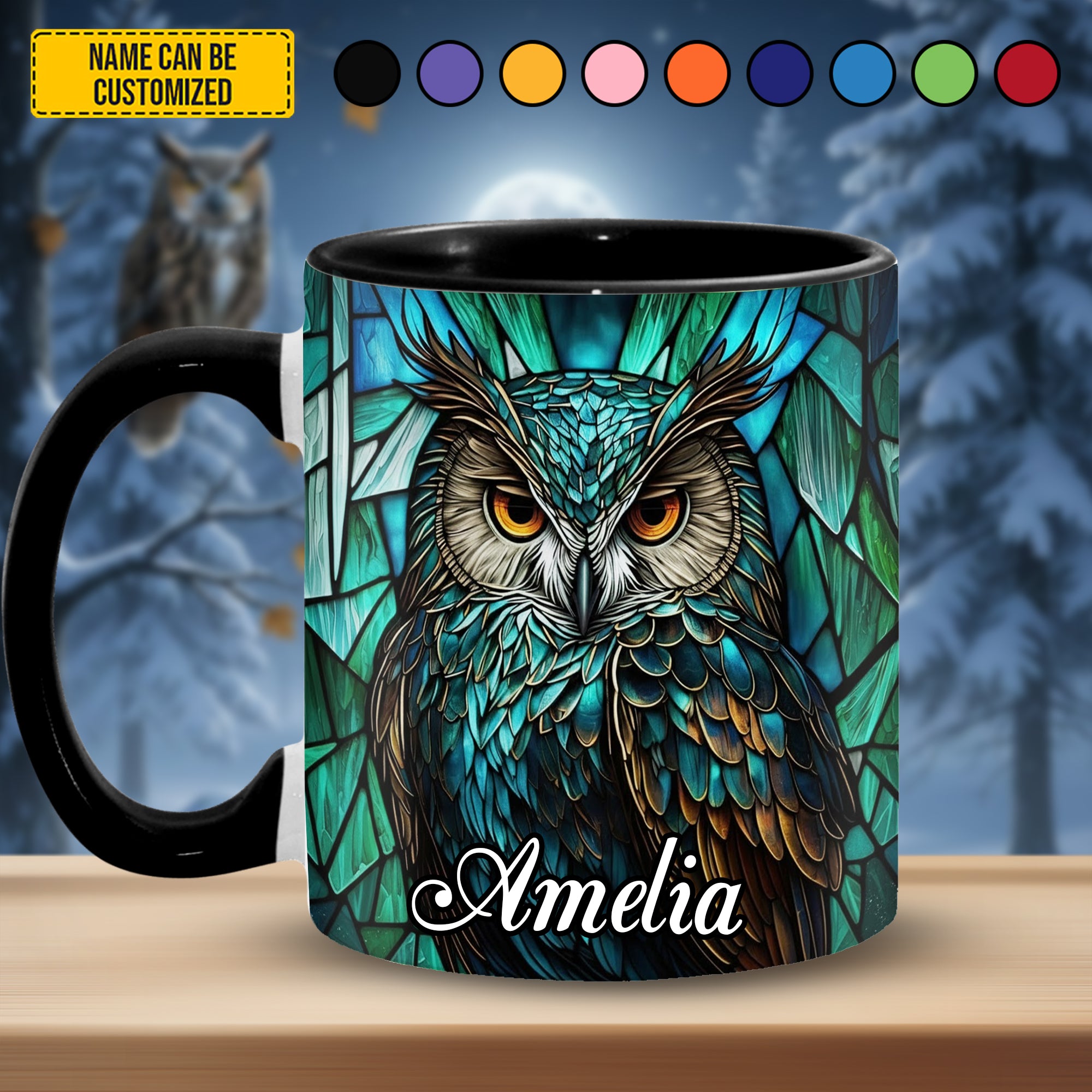 Personalized Owl Accent Mug Mysterious Owl Owl Lovers Gifts For Him