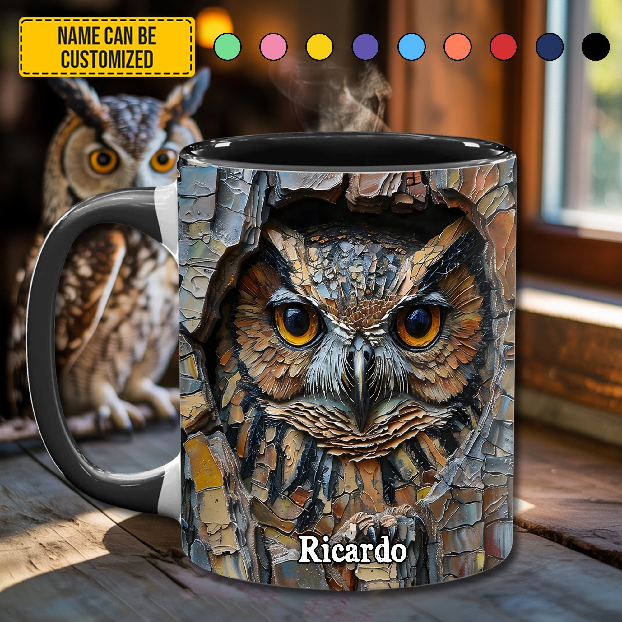 Personalized Owl Accent Mug Owl In Tree Owl Christmas Gifts For Him - Image 2