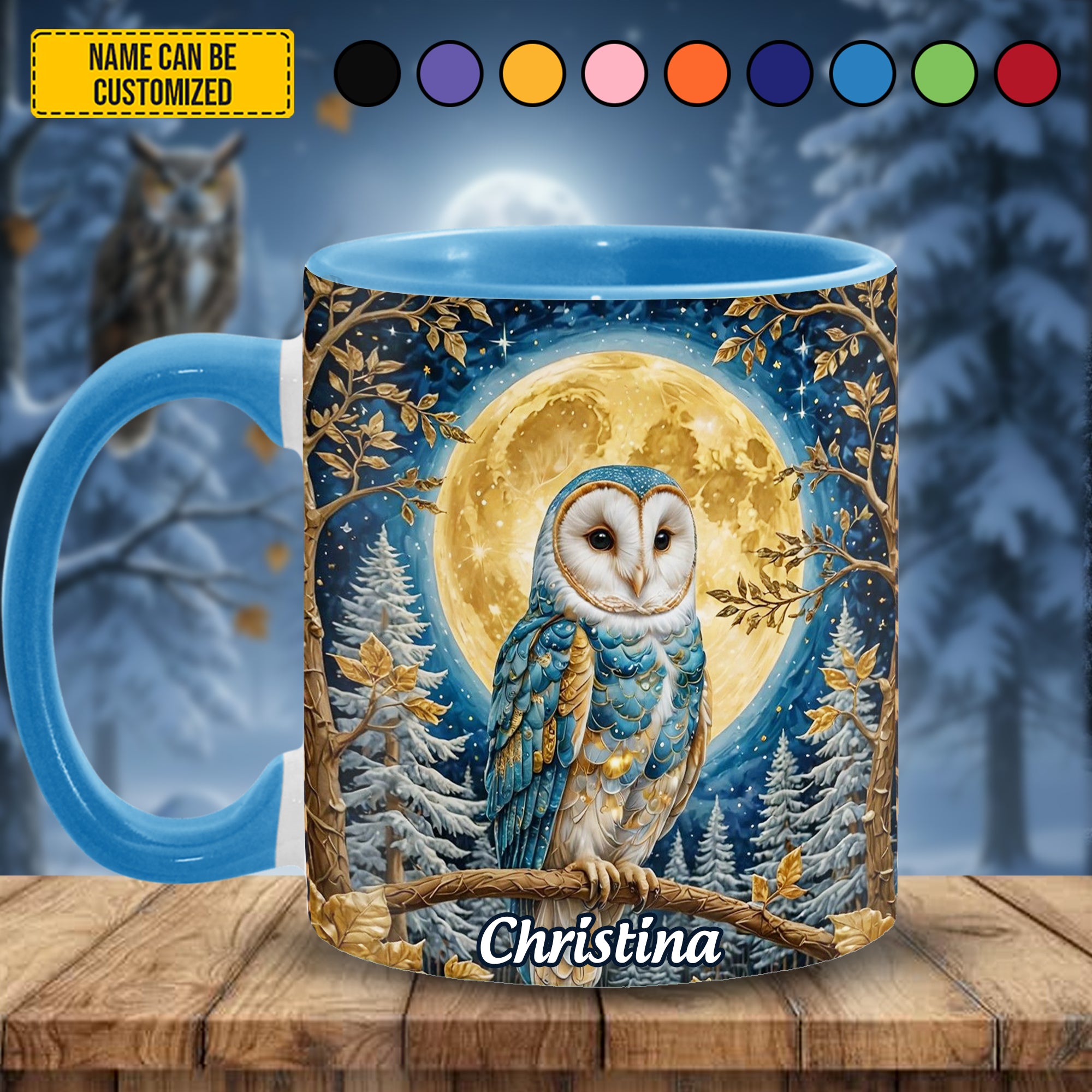 Personalized Owl Accent Mug Owl Night Moon Owl Mother's Day Gifts - Image 2