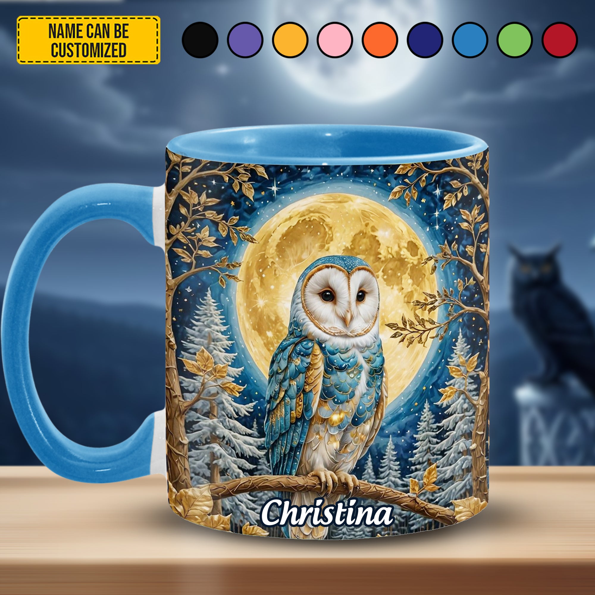 Personalized Owl Accent Mug Owl Night Moon Owl Mother's Day Gifts