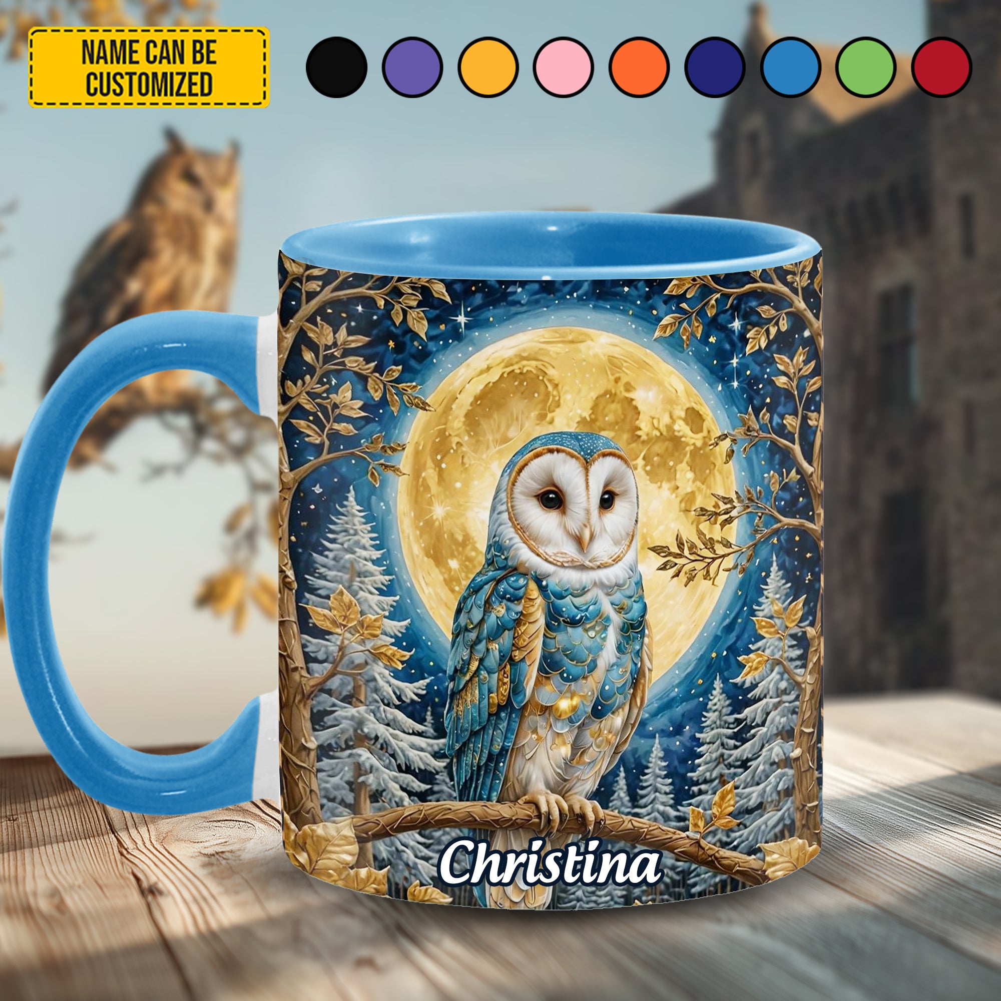 Personalized Owl Accent Mug Owl Night Moon Owl Mother's Day Gifts - Image 3