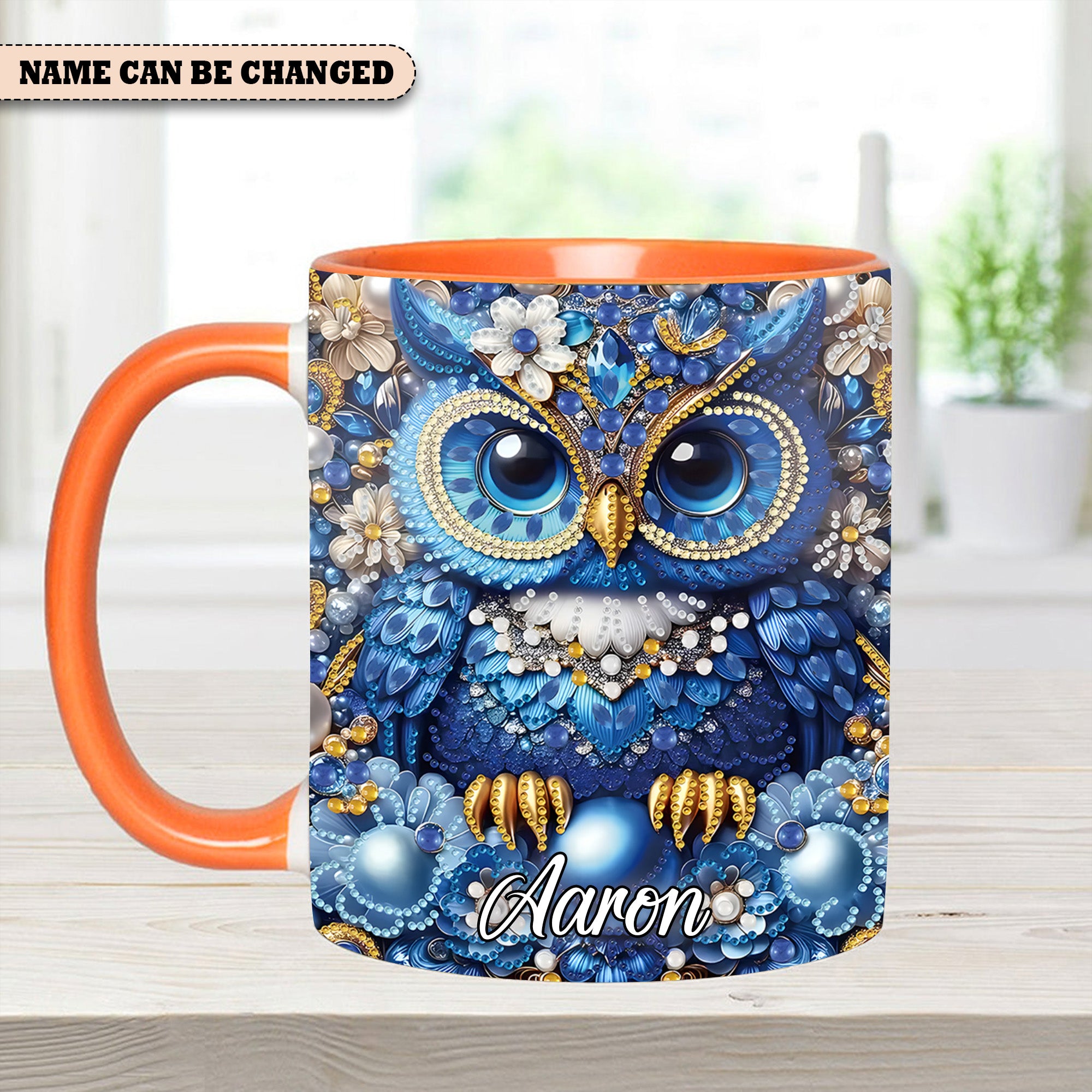 Personalized Owl Accent Mug Owl Partial Diamond Owl Lovers Gifts For Him - Image 4