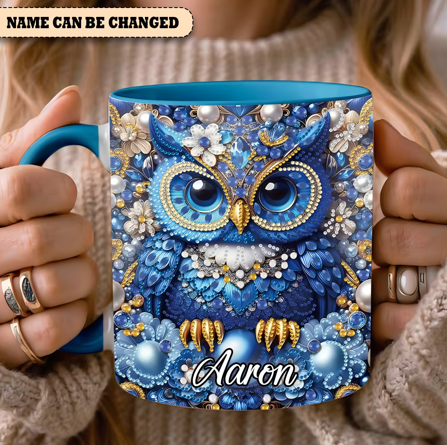 Personalized Owl Accent Mug Owl Partial Diamond Owl Lovers Gifts For Him