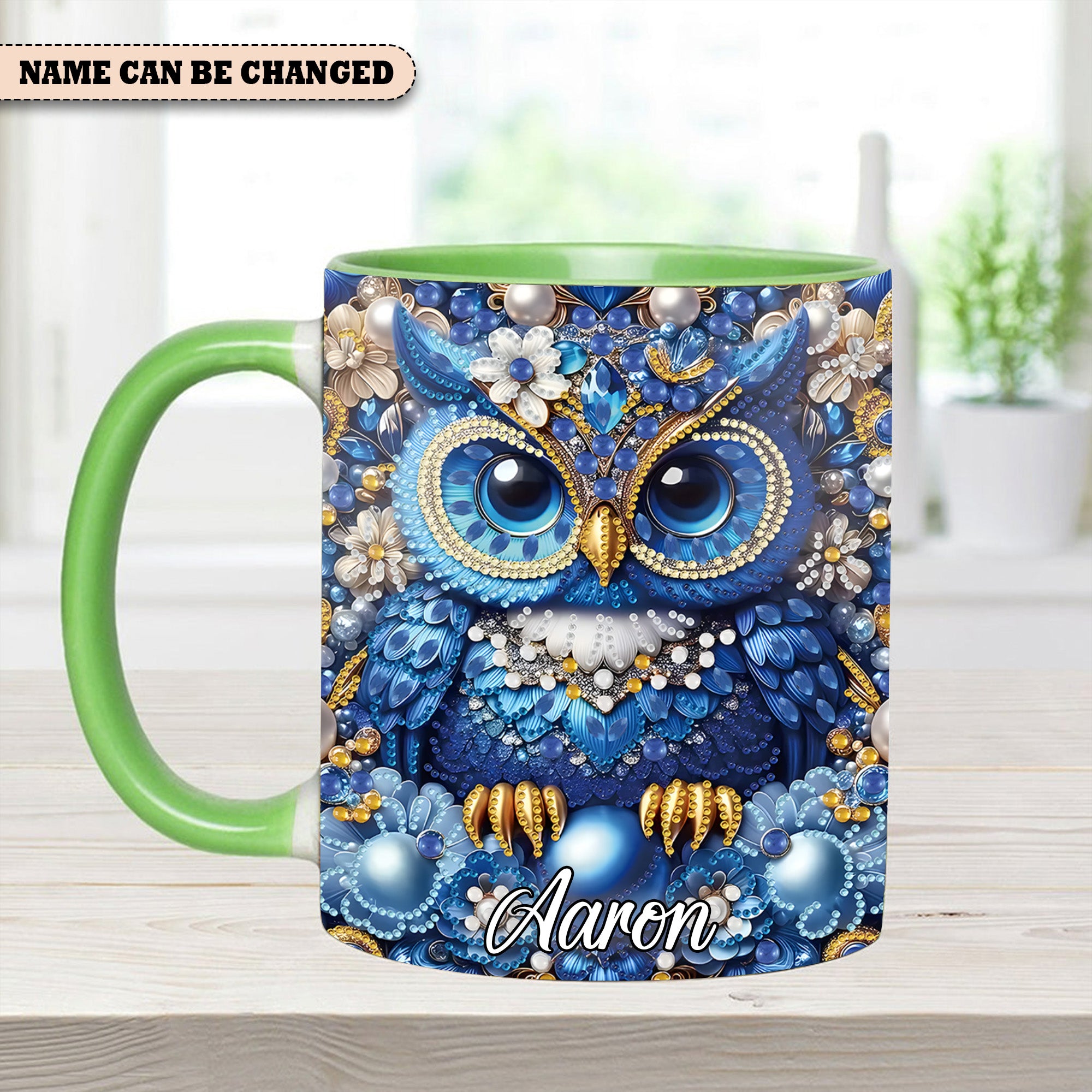 Personalized Owl Accent Mug Owl Partial Diamond Owl Lovers Gifts For Him - Image 9