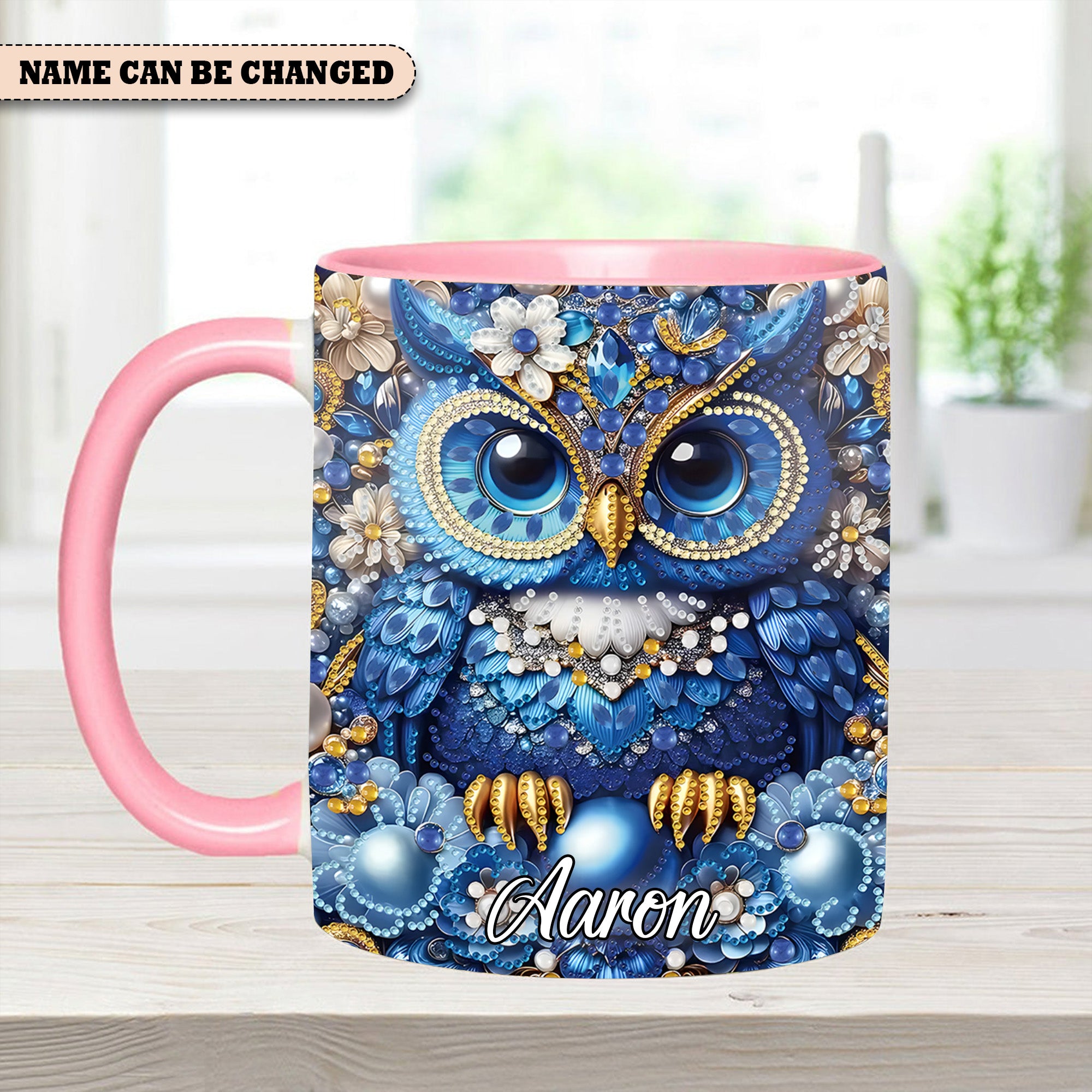 Personalized Owl Accent Mug Owl Partial Diamond Owl Lovers Gifts For Him - Image 12
