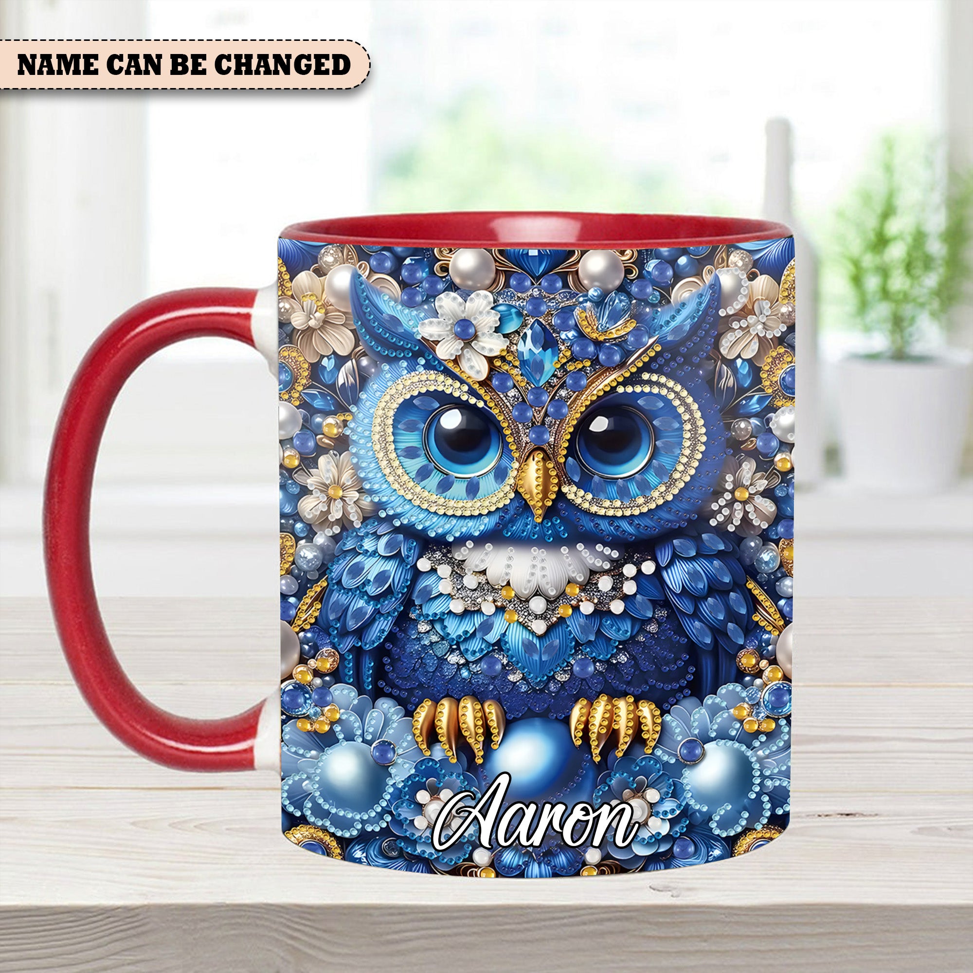 Personalized Owl Accent Mug Owl Partial Diamond Owl Lovers Gifts For Him - Image 8