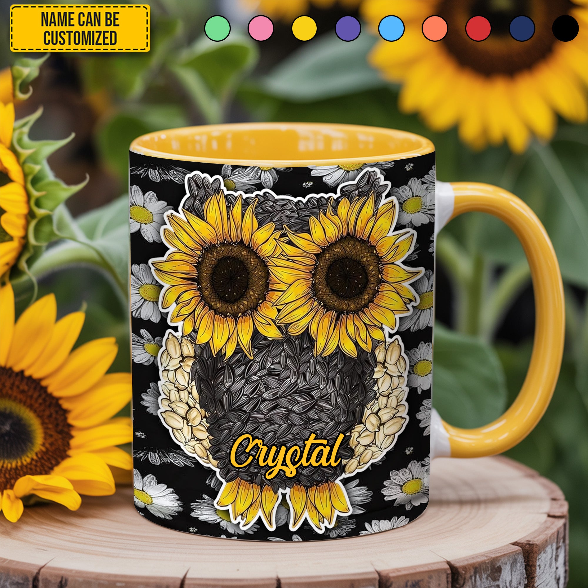 Personalized Owl Accent Mug Owl Sunflower Daisy Best Owl Gift Ideas