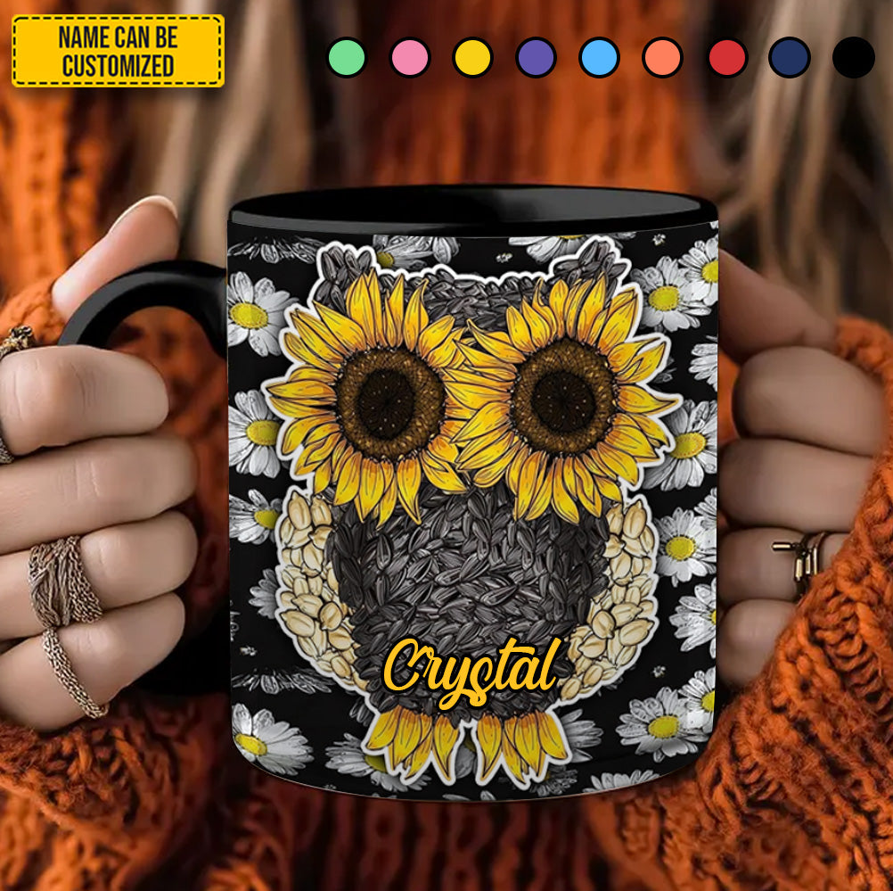 Personalized Owl Accent Mug Owl Sunflower Daisy Best Owl Gift Ideas - Image 5