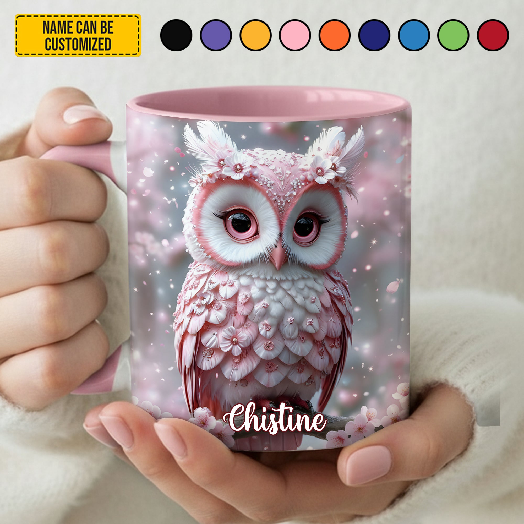 Personalized Owl Accent Mug Pink Owl Owl Gifts For Him Her - Image 3
