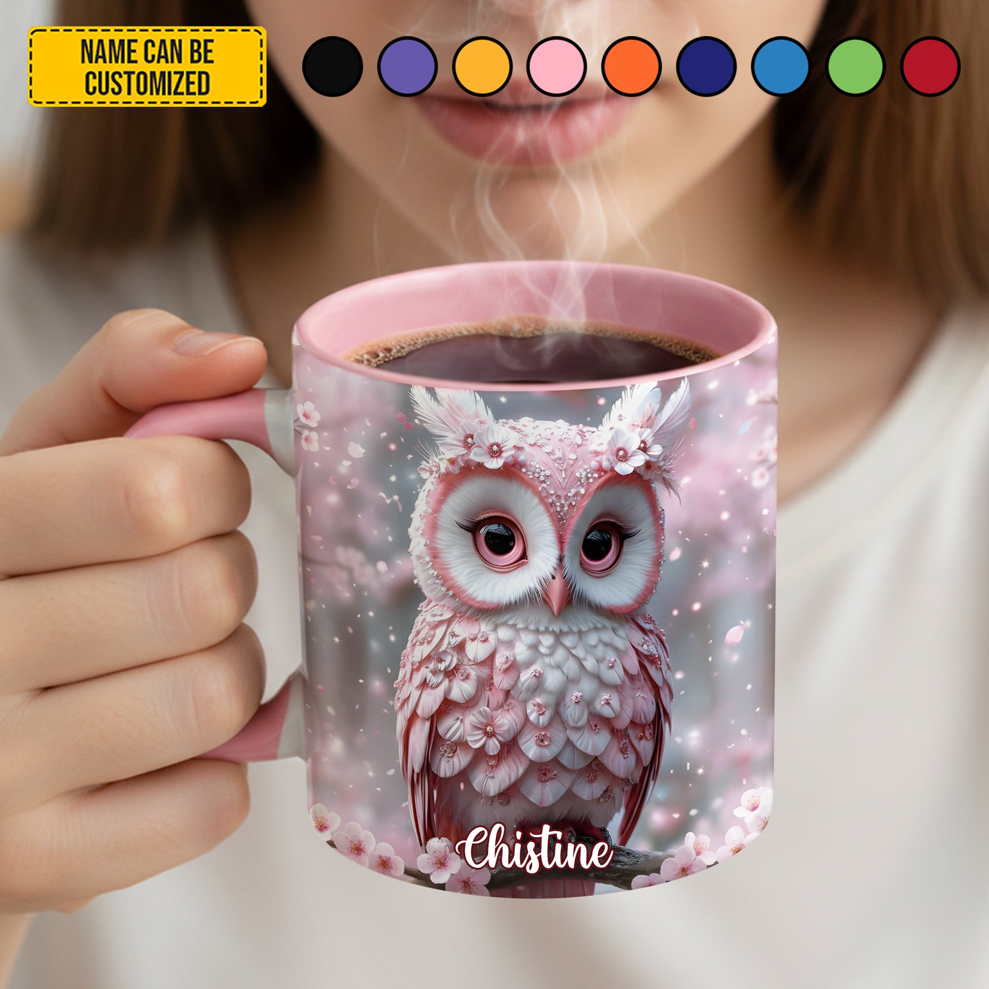 Personalized Owl Accent Mug Pink Owl Owl Gifts For Him Her - Image 2